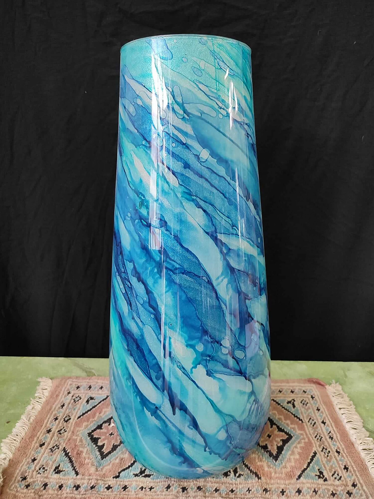 Blue glass vase with streaks, 1970s 3