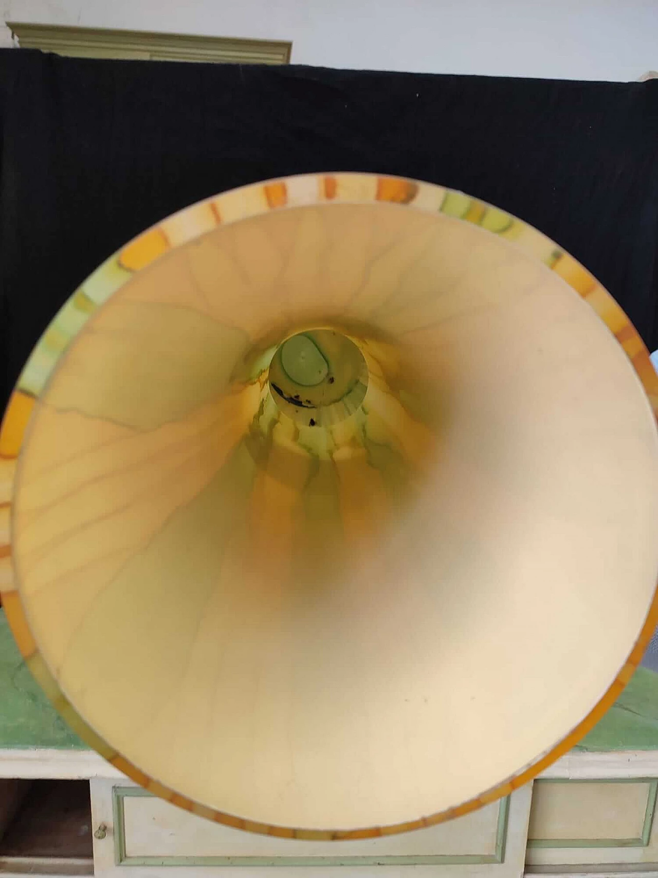 Glass vase with yellow and green streaks, 1970s 2