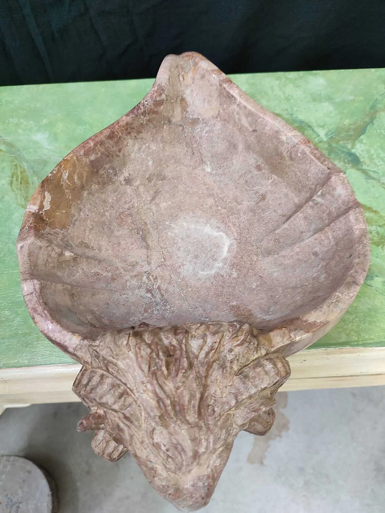 Breccia Pernice zoomorphic stoup with ram's head 2