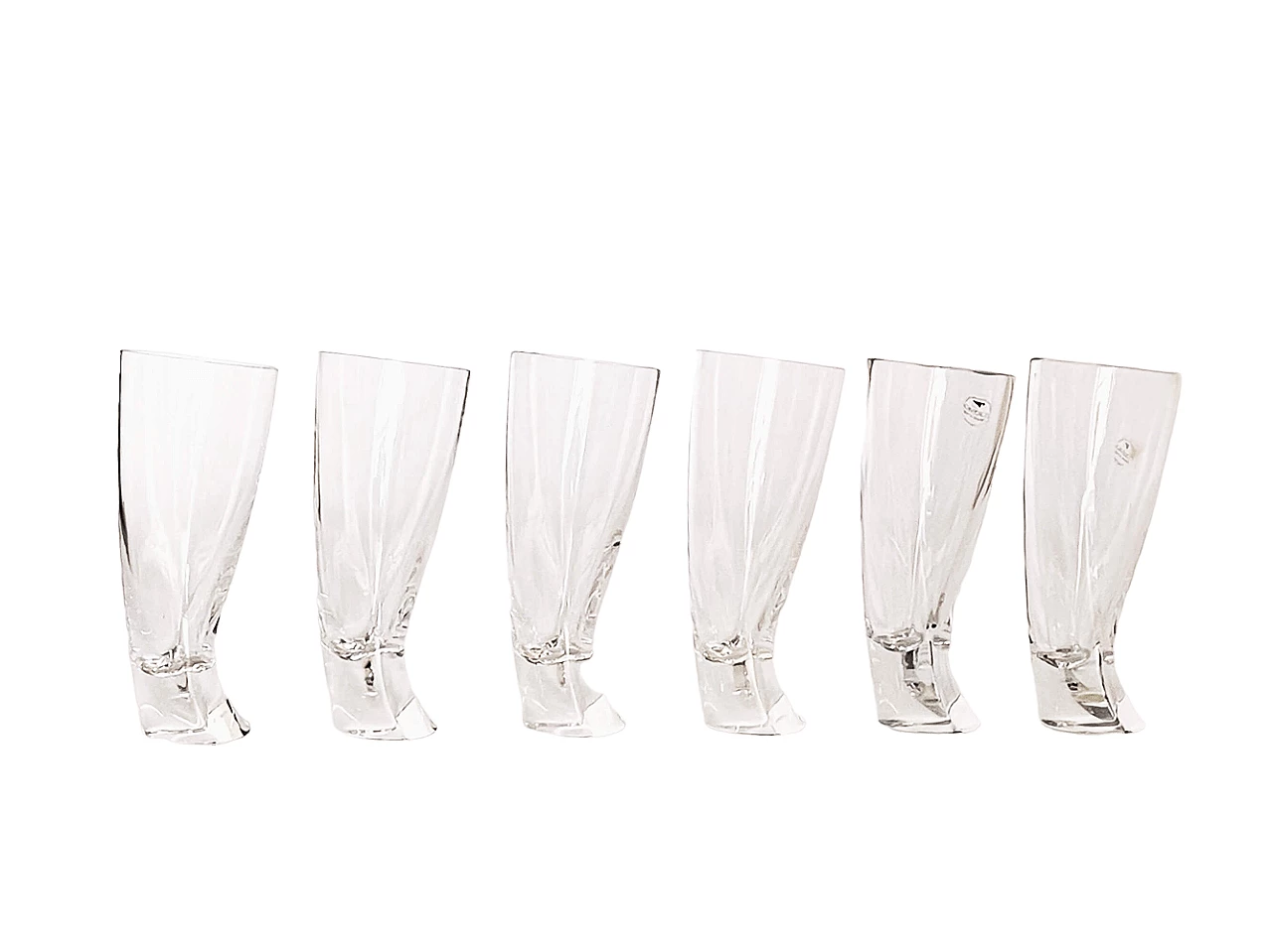 6 Touch Glass whiskey glasses by Angelo Mangiarotti for Cristalleria Colle, 1990s 13