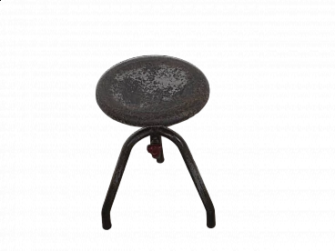 Three-legged adjustable iron stool, 1950s