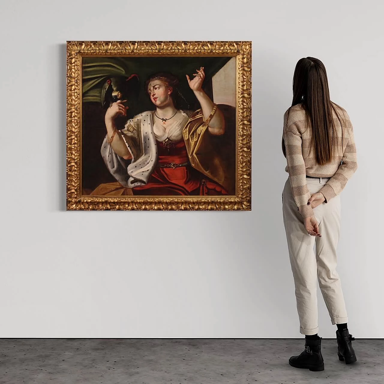 Lady with parrot, oil painting on canvas, second half of the 18th century 3