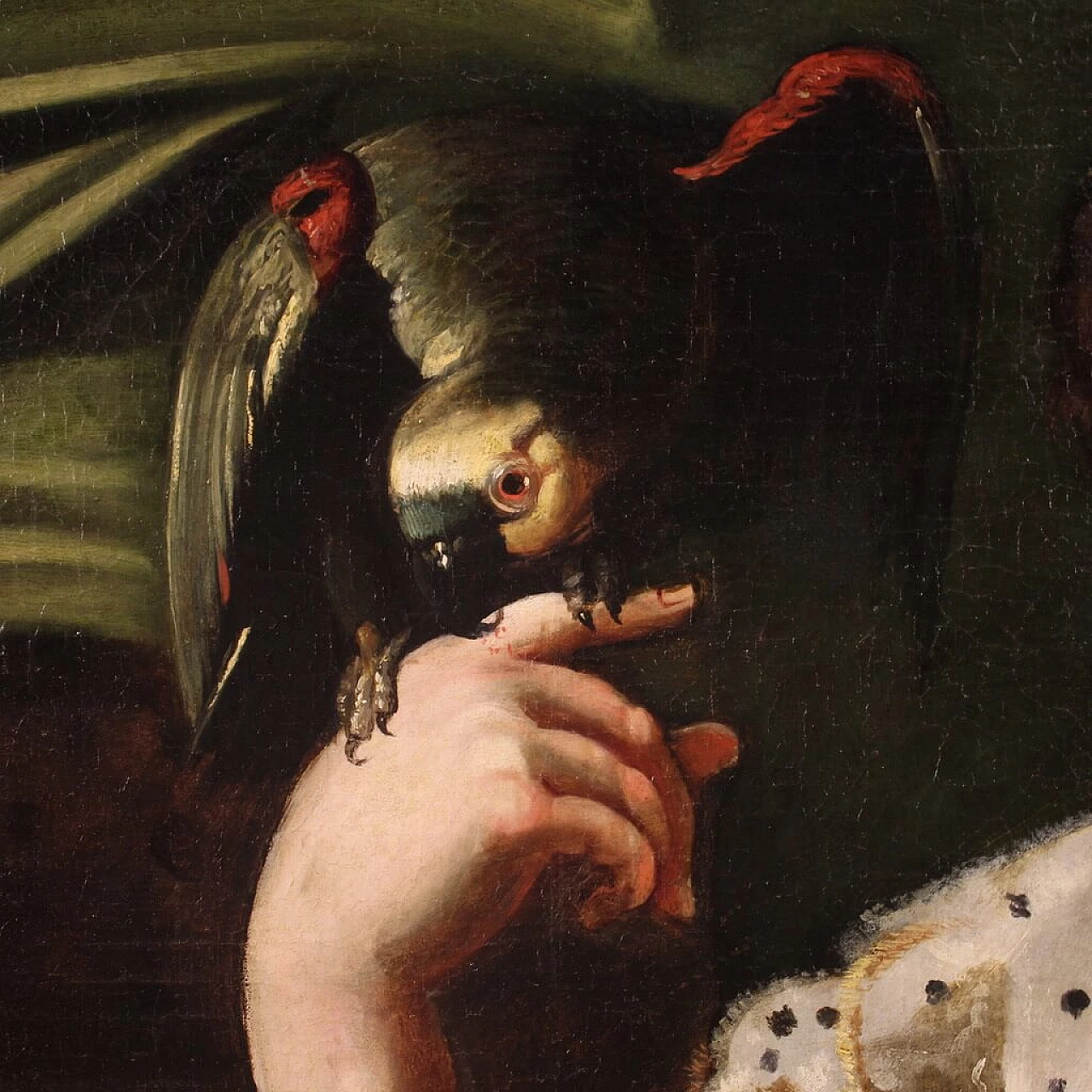 Lady with parrot, oil painting on canvas, second half of the 18th century 6