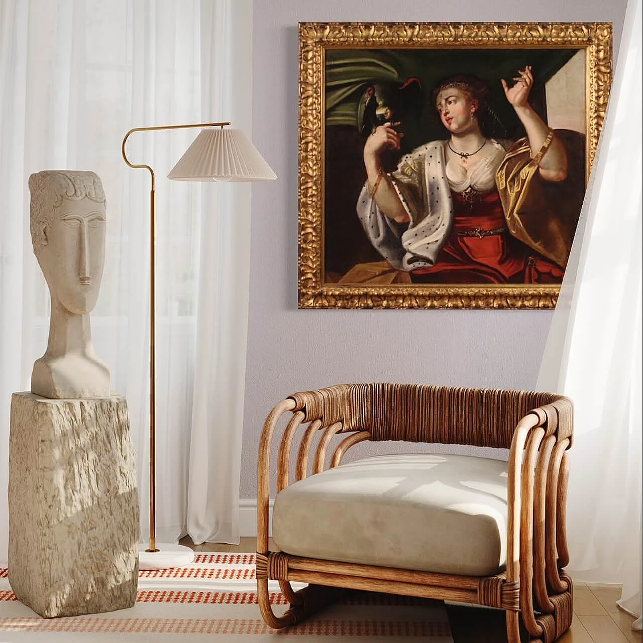 Lady with parrot, oil painting on canvas, second half of the 18th century 13