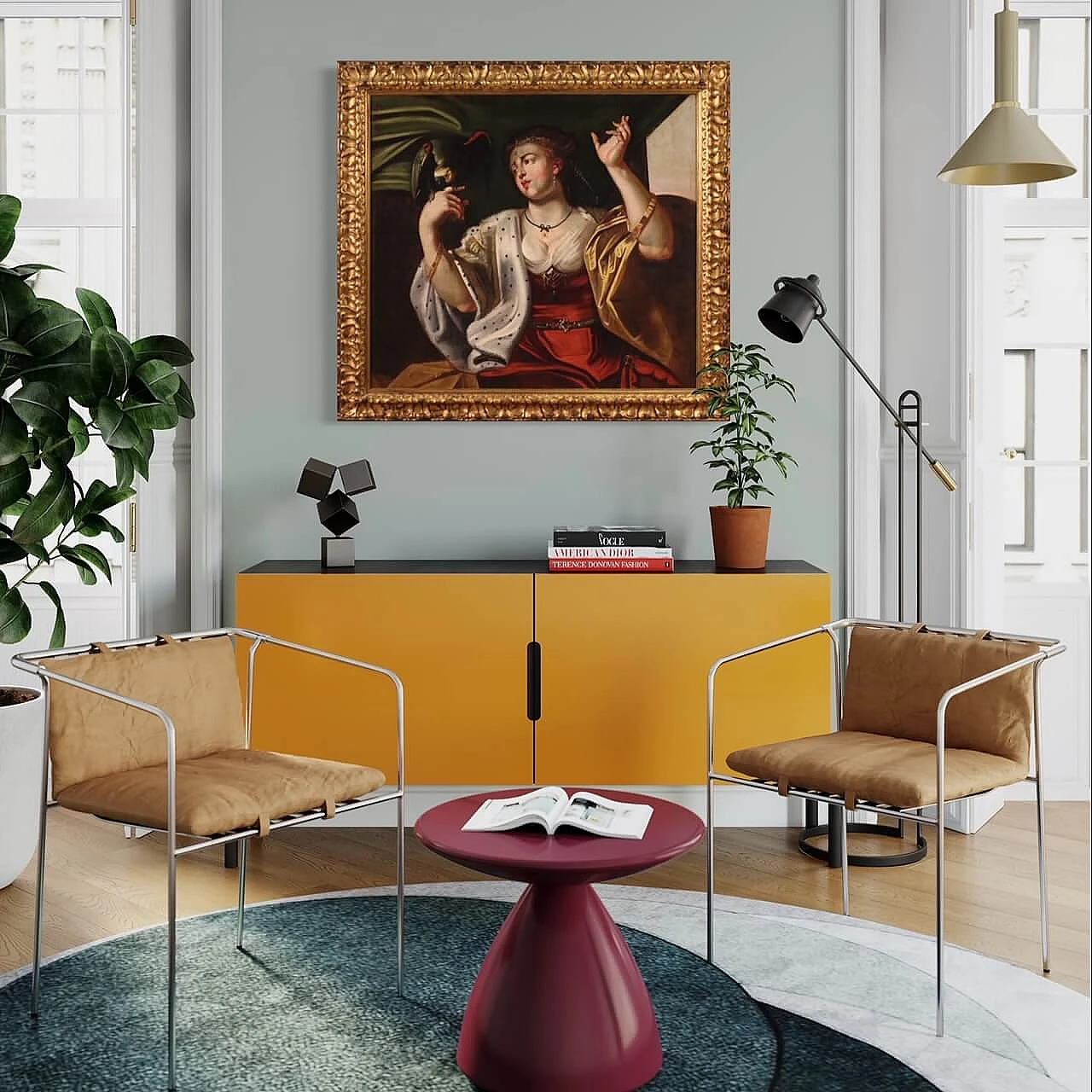 Lady with parrot, oil painting on canvas, second half of the 18th century 14