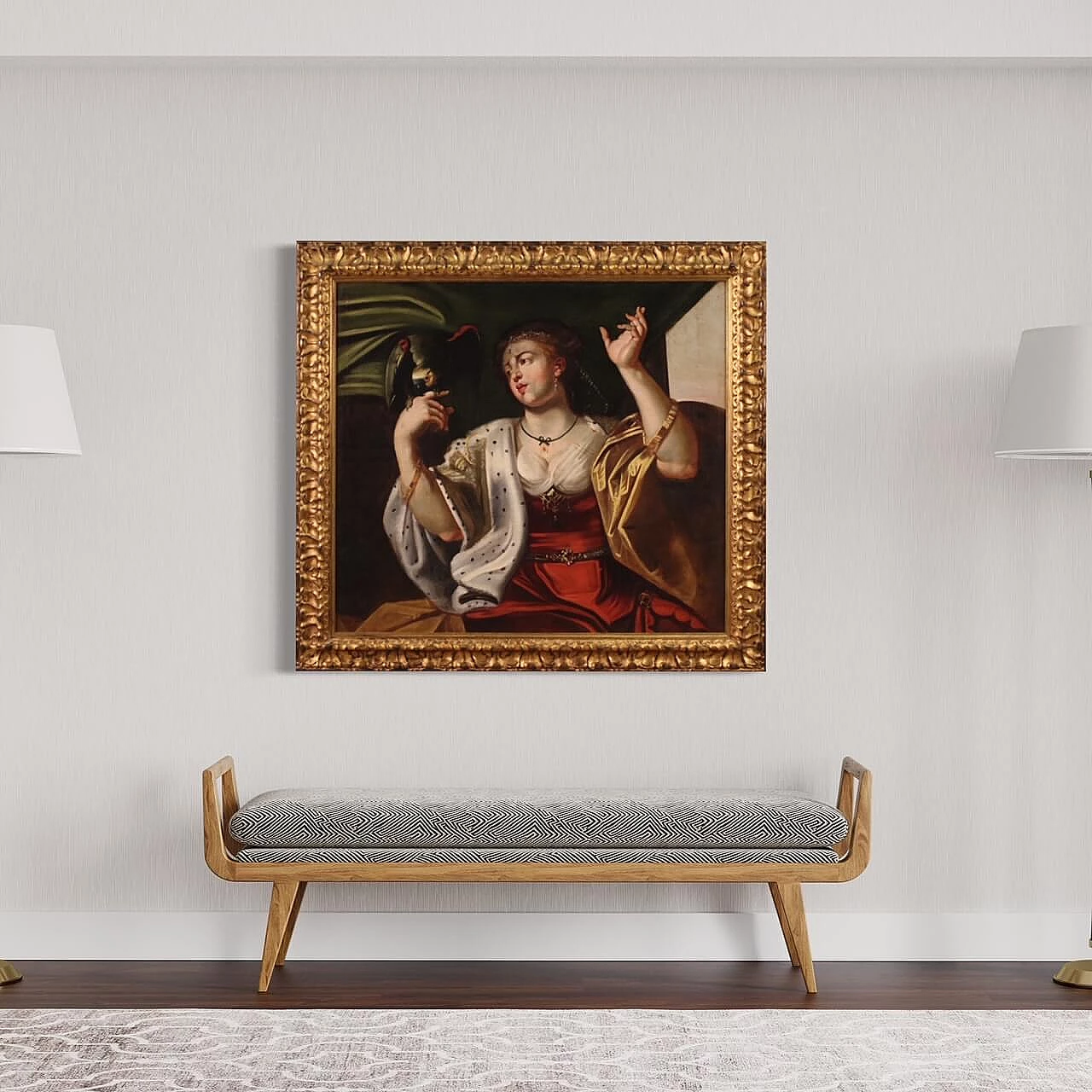 Lady with parrot, oil painting on canvas, second half of the 18th century 15