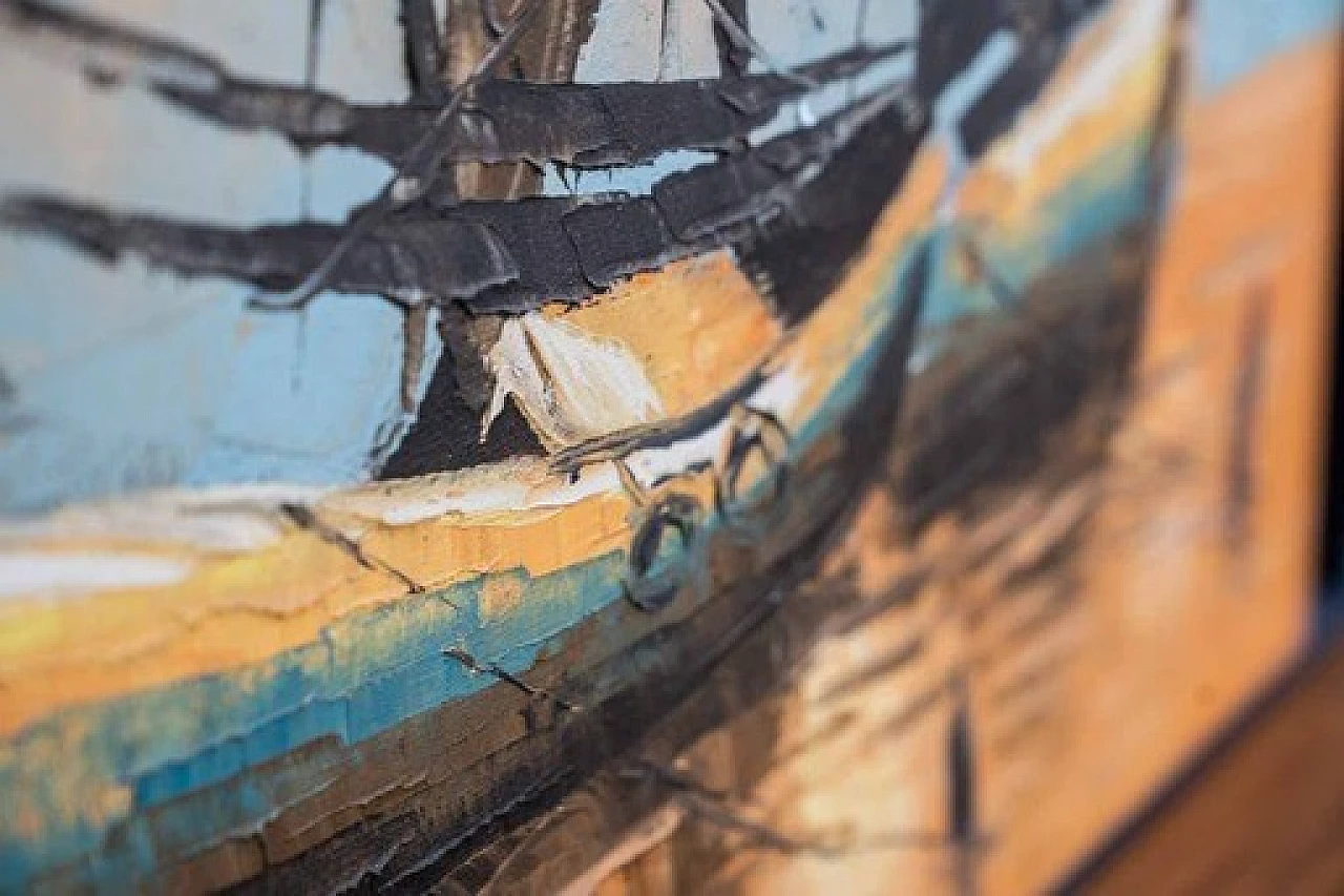 3 Dipinti ad acrilico su tela di barche a vela, anni 2000 3