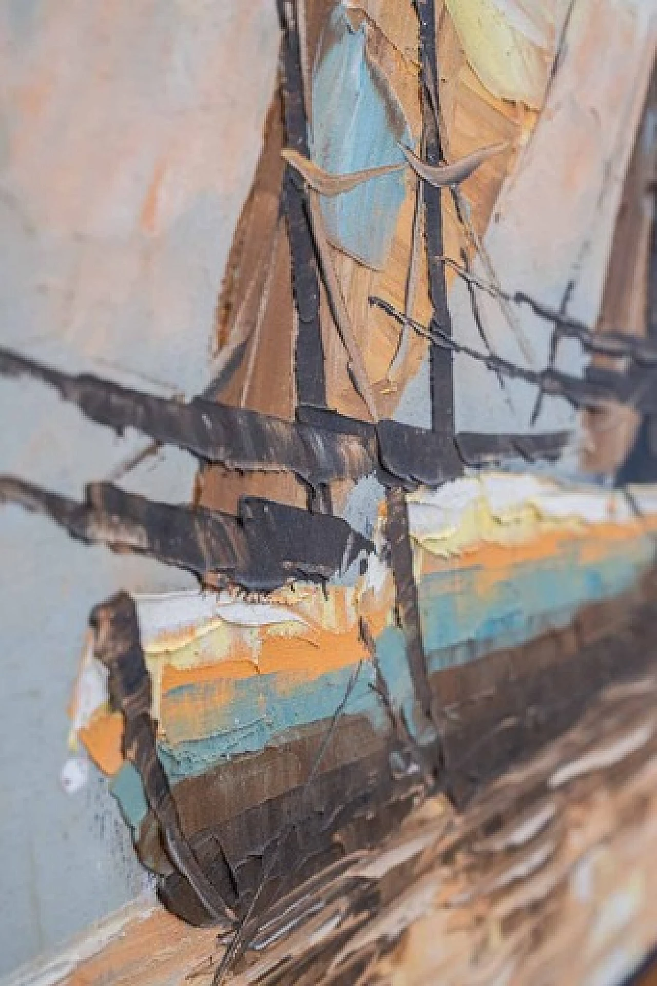 3 Dipinti ad acrilico su tela di barche a vela, anni 2000 12