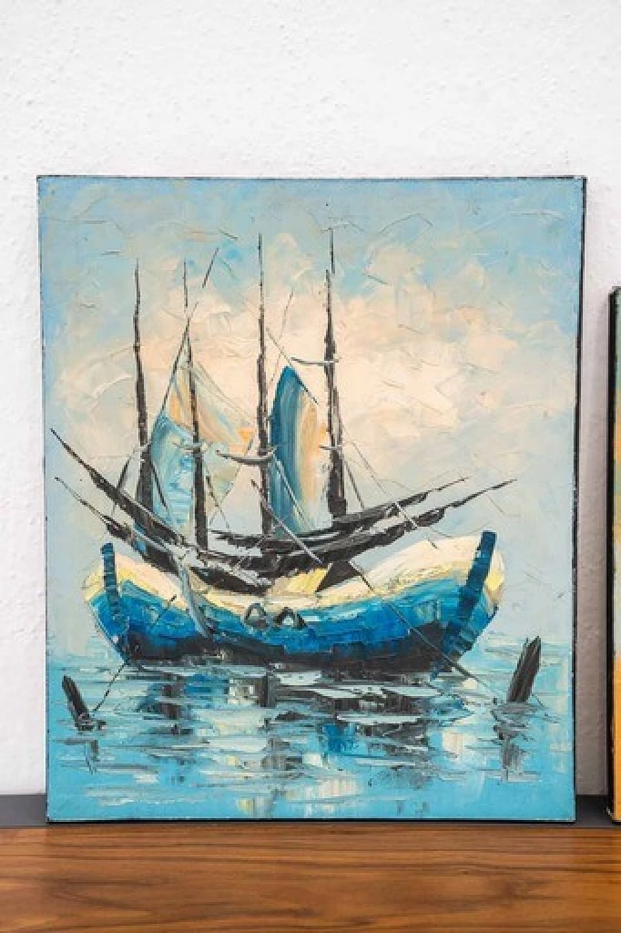 3 Dipinti ad acrilico su tela di barche a vela, anni 2000 13