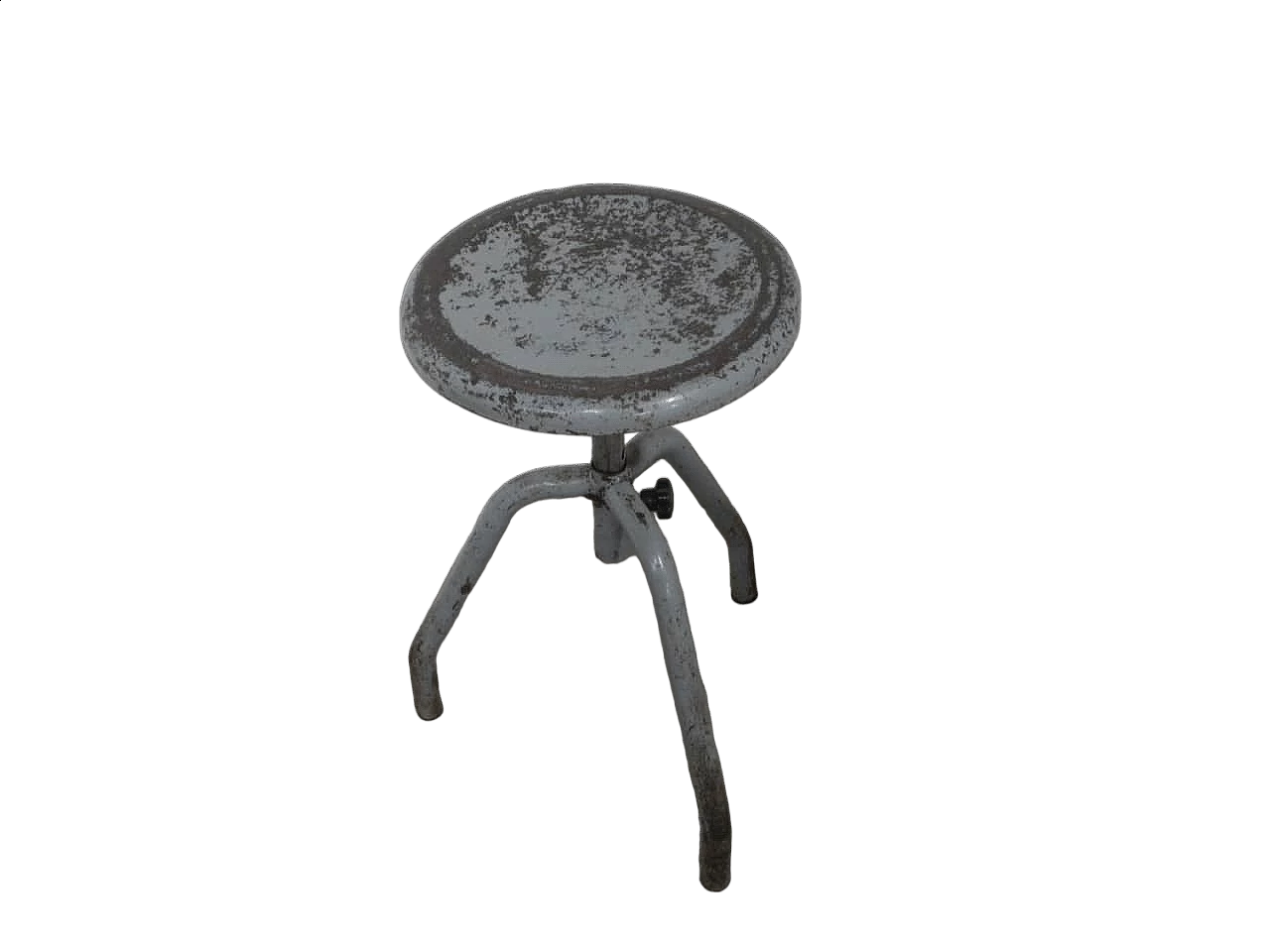 Grey iron adjustable stool, 1950s 8
