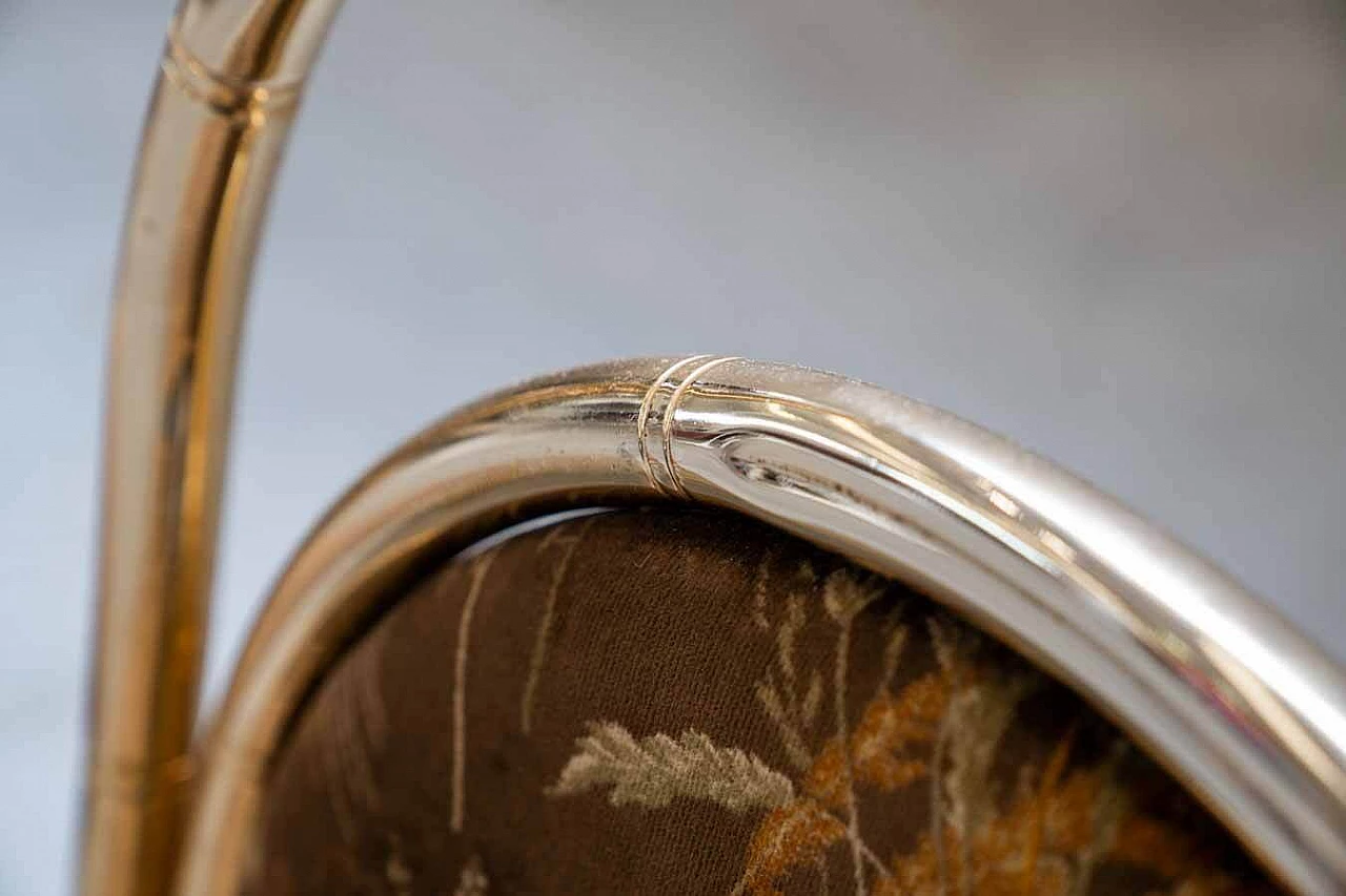 4 Chairs and table in gilded iron, glass and floral fabric, 1970s 11