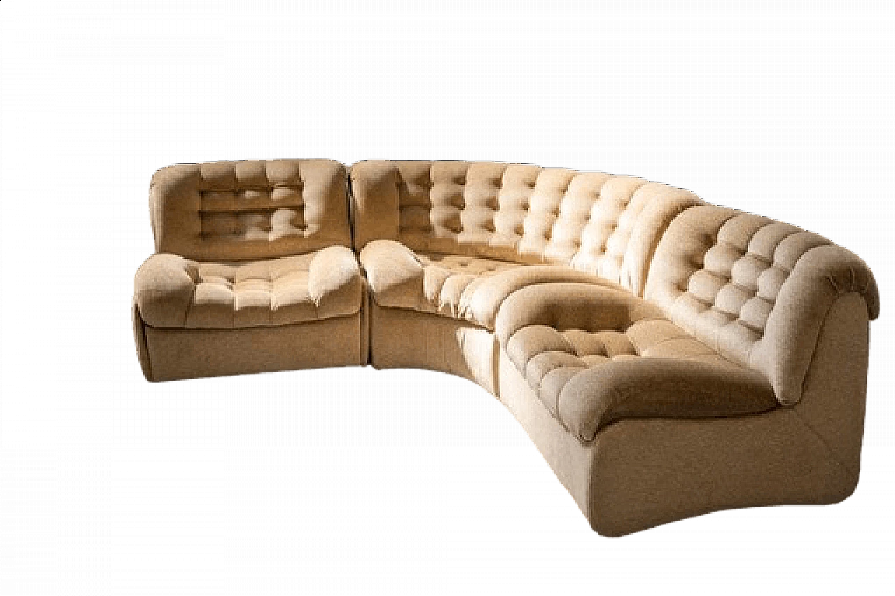 Divano in ciniglia a semicerchio componibile di F.lli Carloni, anni '70 36