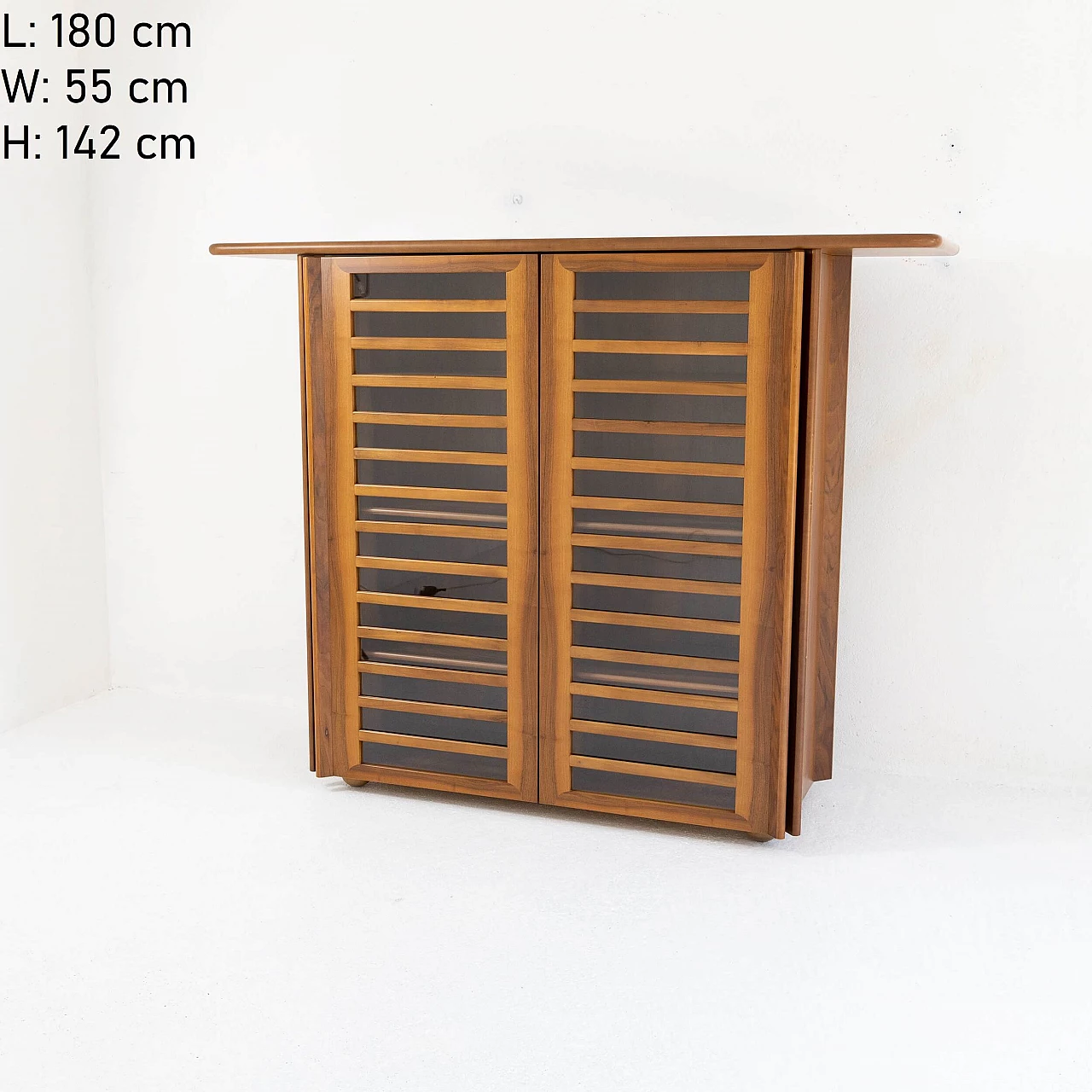 Walnut high sideboard with doors, 1970s 3