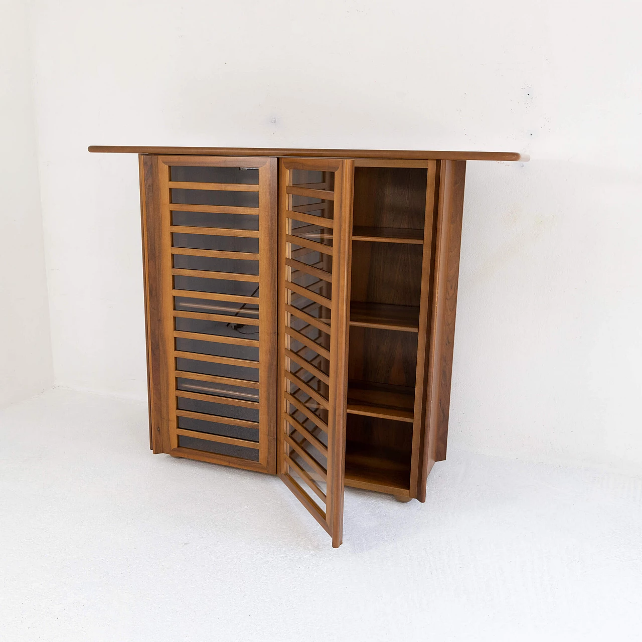 Walnut high sideboard with doors, 1970s 6