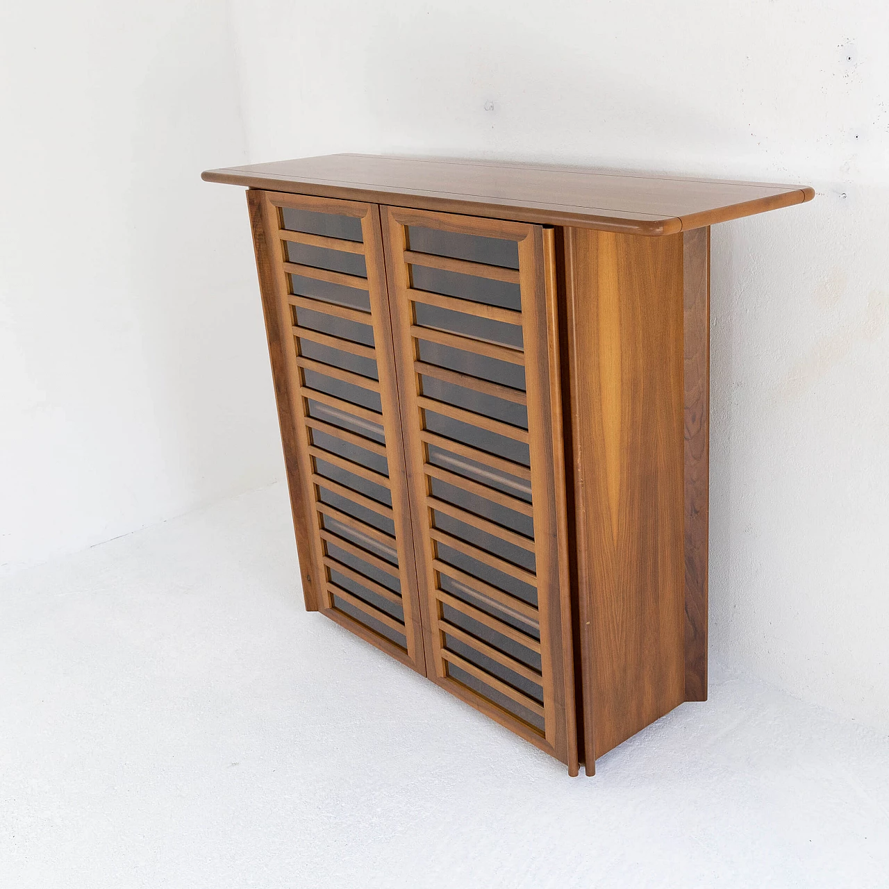 Walnut high sideboard with doors, 1970s 9