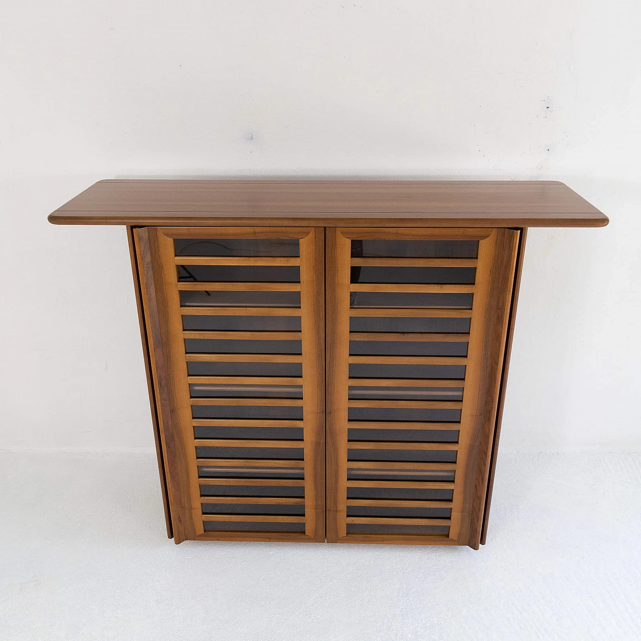 Walnut high sideboard with doors, 1970s 11