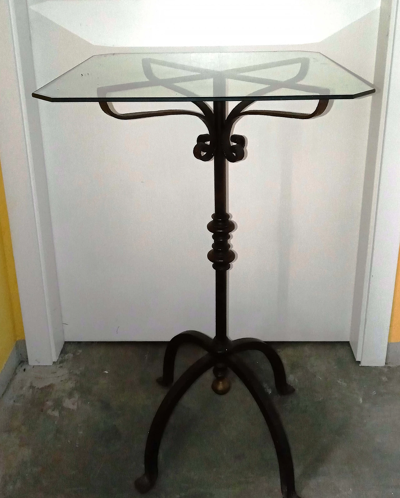 Wrought iron coffee table with glass top, 1940s 9