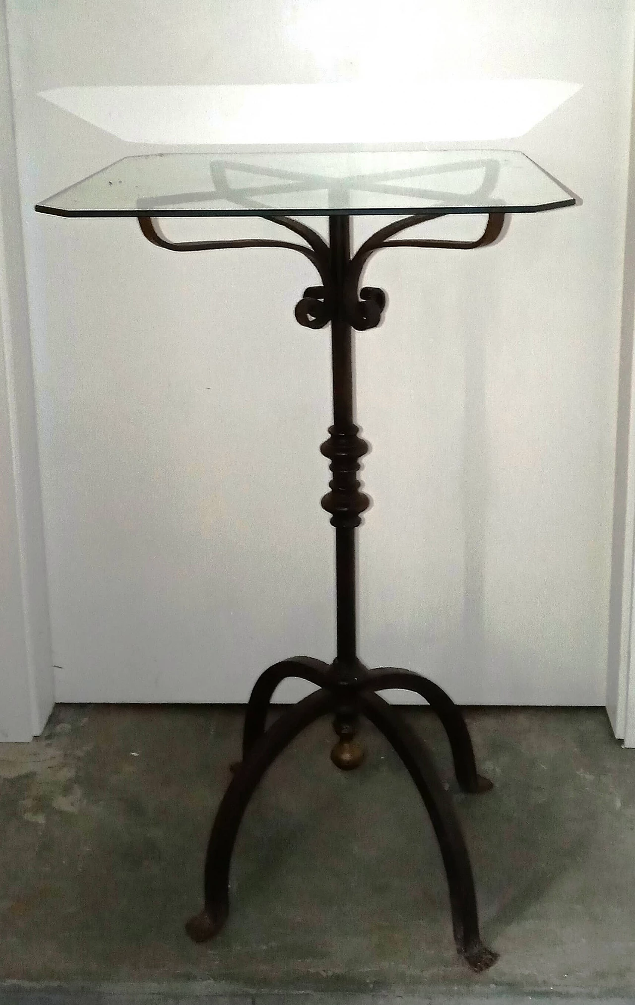 Wrought iron coffee table with glass top, 1940s 10