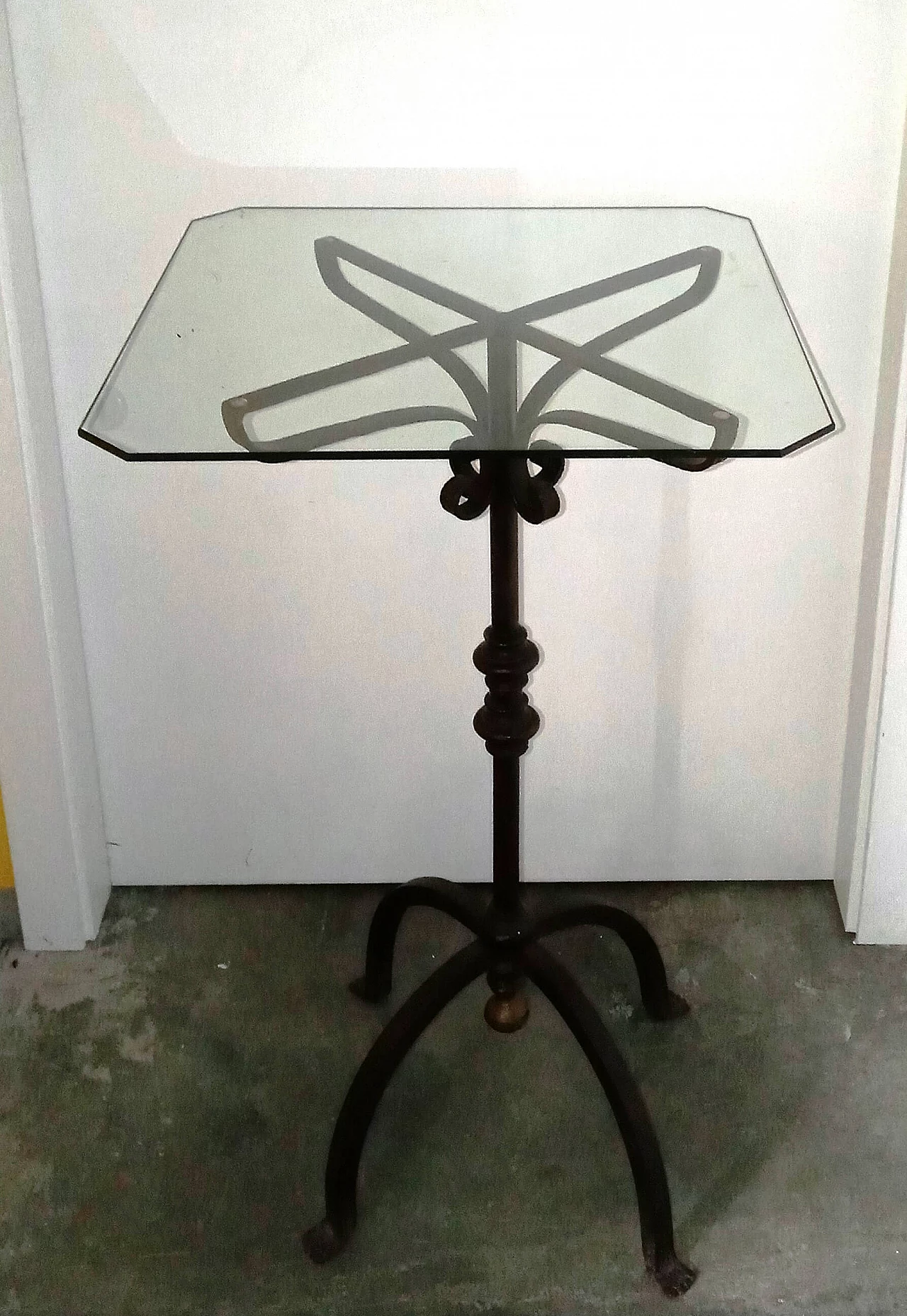 Wrought iron coffee table with glass top, 1940s 11