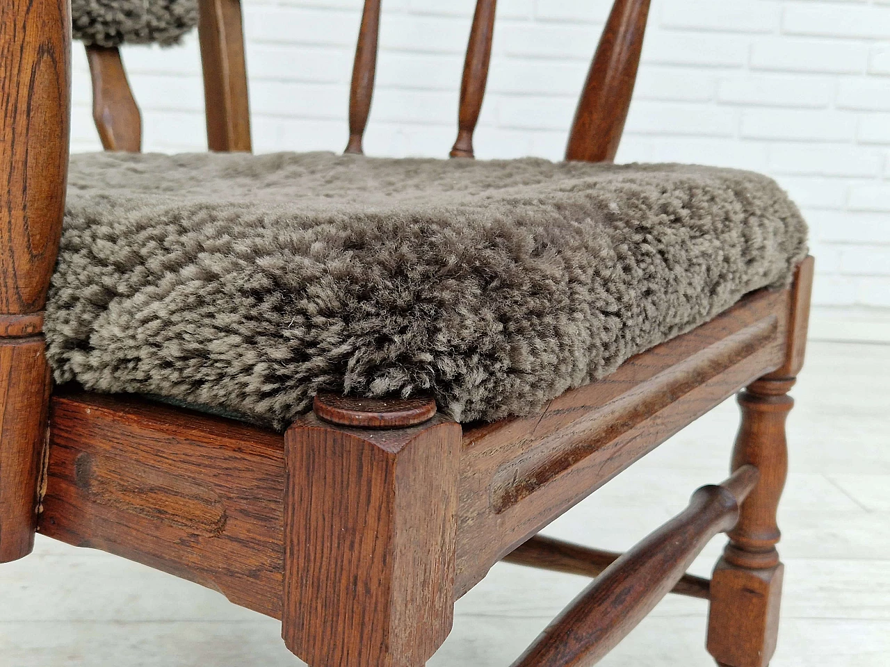 Danish oak and sheepskin armchair by Regan Århus, 1960s 2