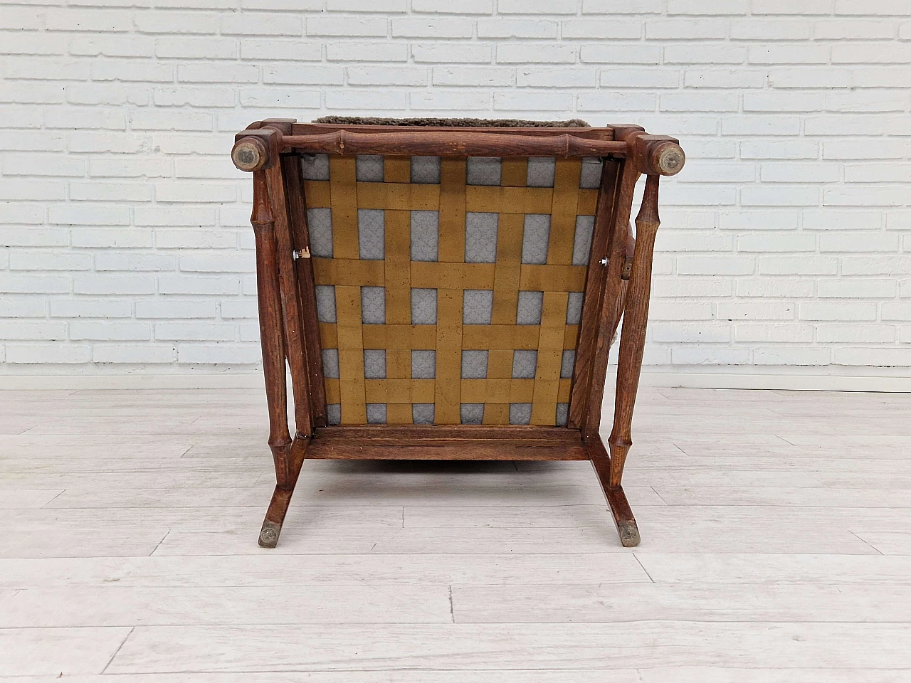 Danish oak and sheepskin armchair by Regan Århus, 1960s 13