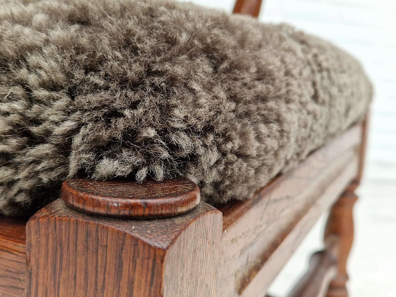 Danish oak and sheepskin armchair by Regan Århus, 1960s 14