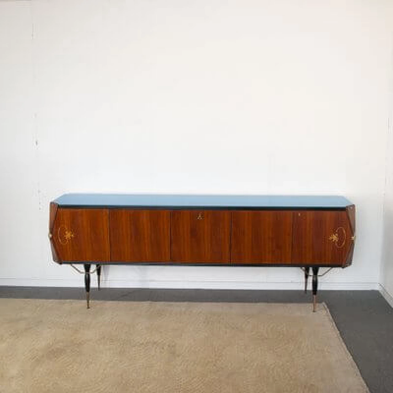 Three-door sideboard in rosewood with central locking, 1950s 1