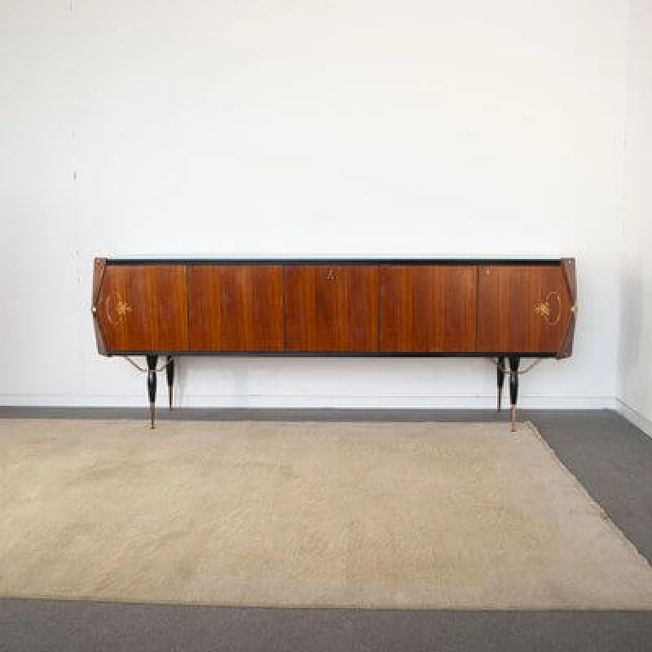 Three-door sideboard in rosewood with central locking, 1950s 2