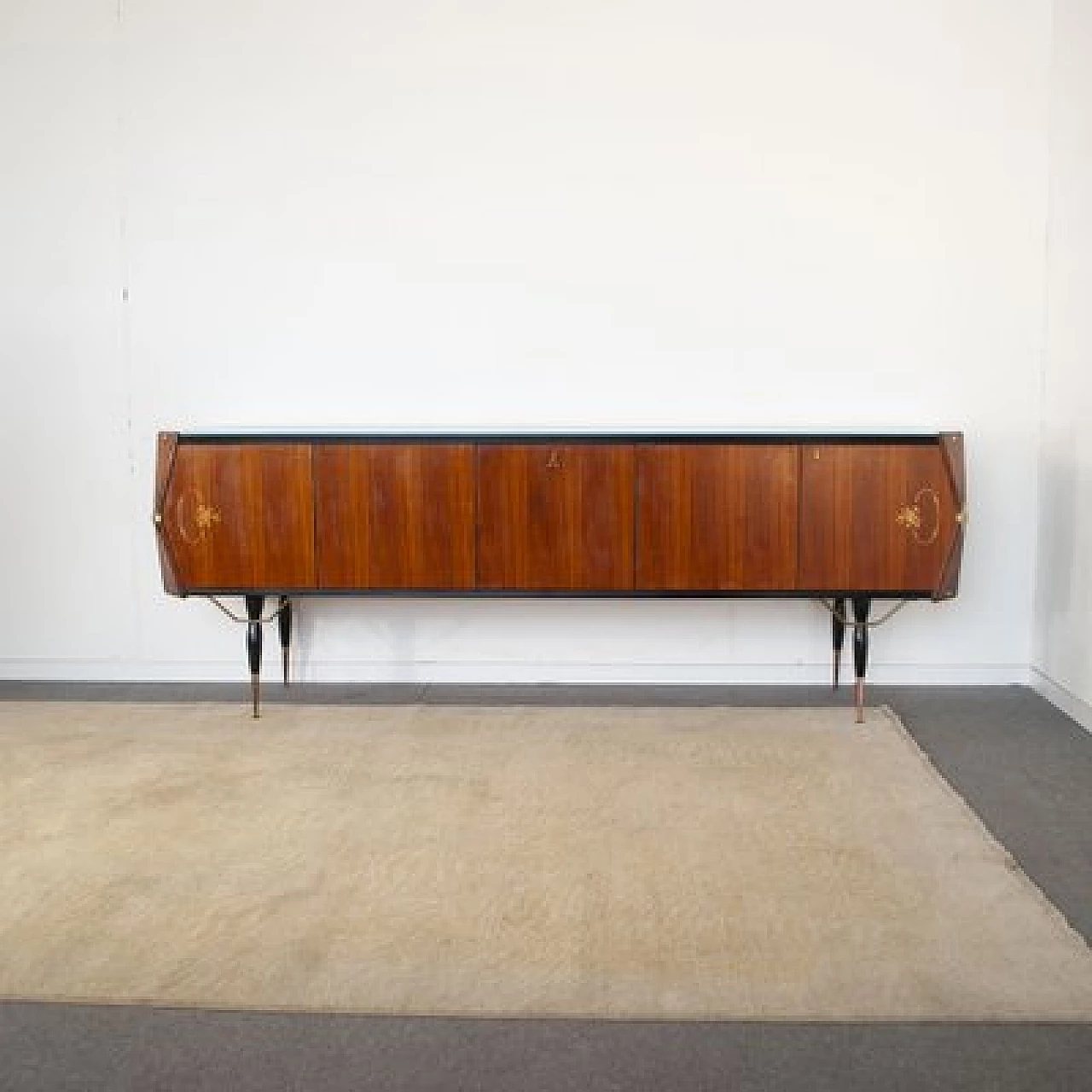 Three-door sideboard in rosewood with central locking, 1950s 4
