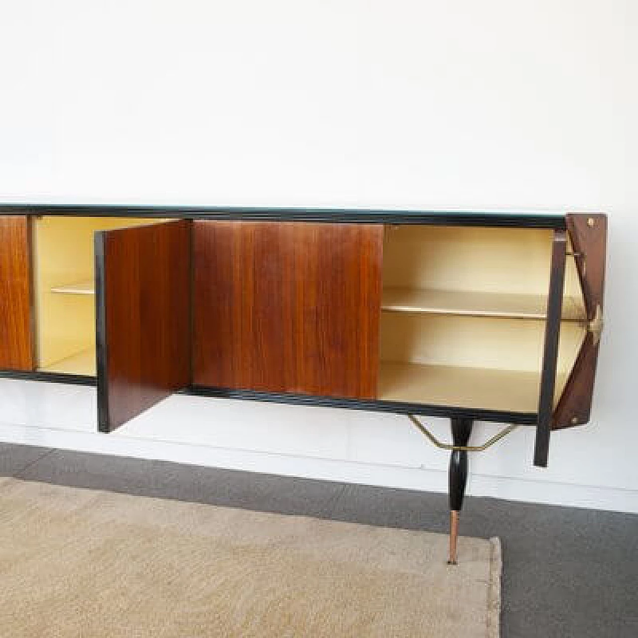 Three-door sideboard in rosewood with central locking, 1950s 5