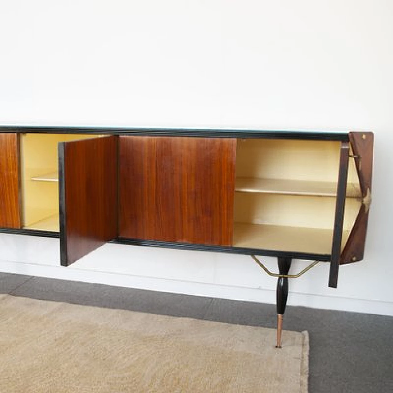 Three-door sideboard in rosewood with central locking, 1950s 6