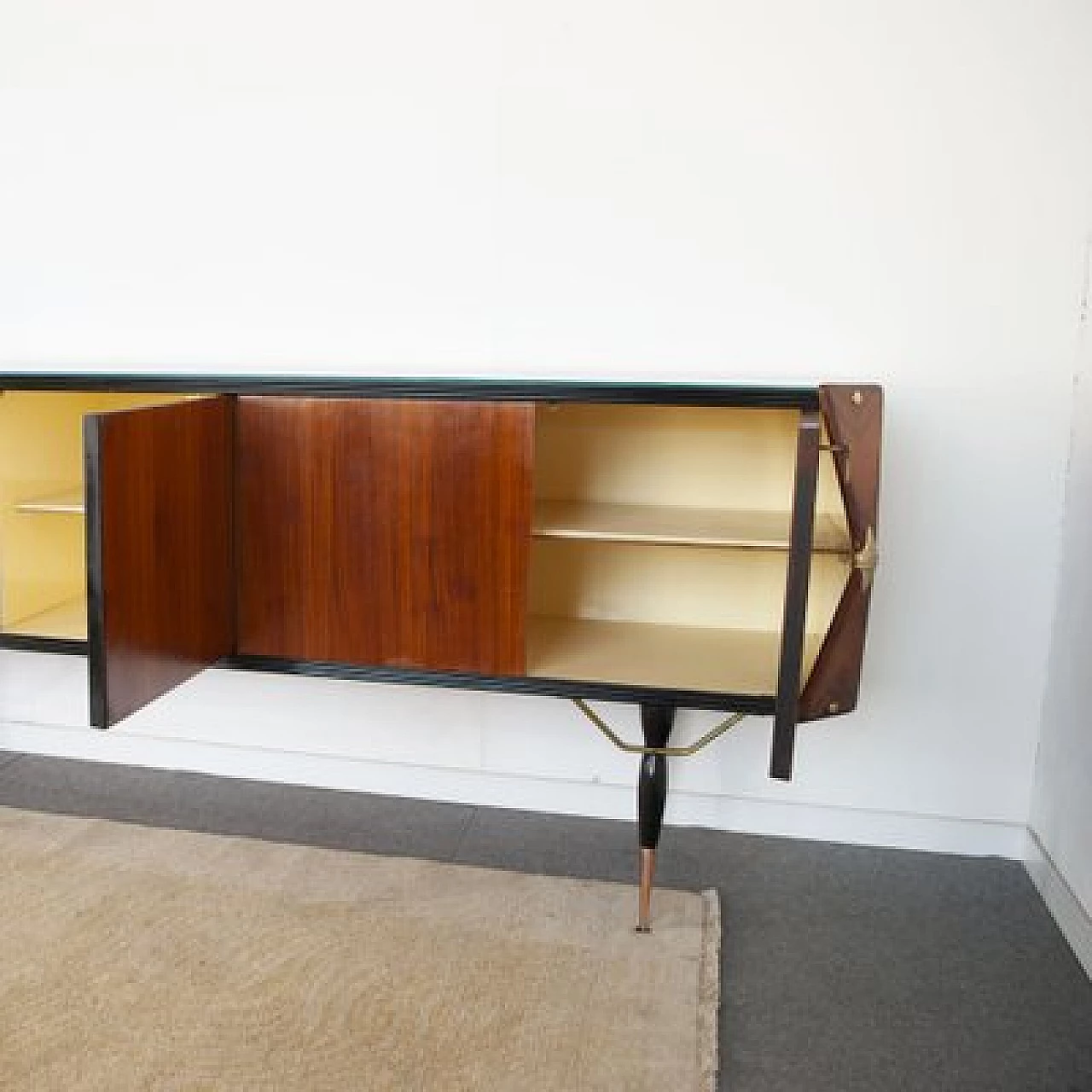 Three-door sideboard in rosewood with central locking, 1950s 7