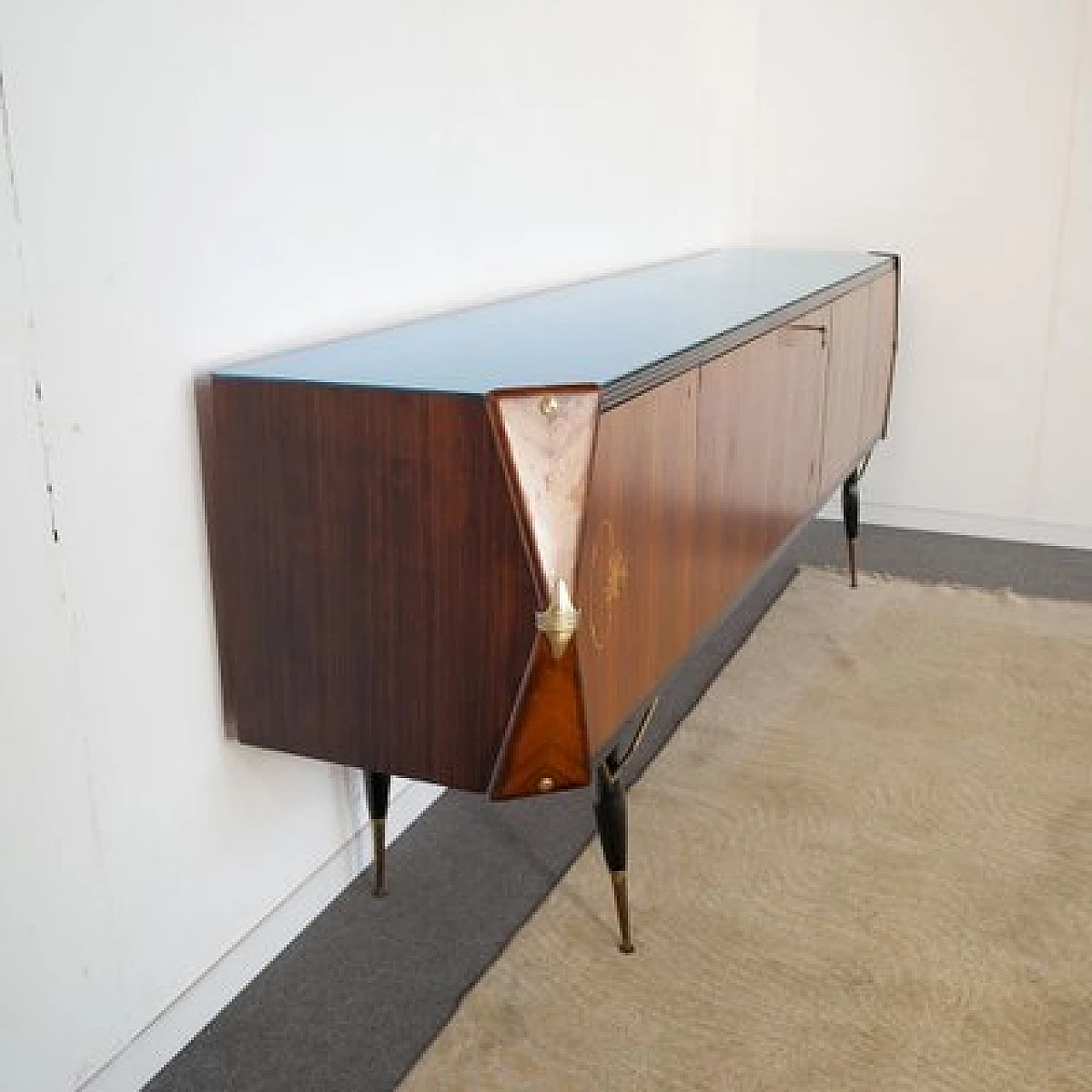 Three-door sideboard in rosewood with central locking, 1950s 10