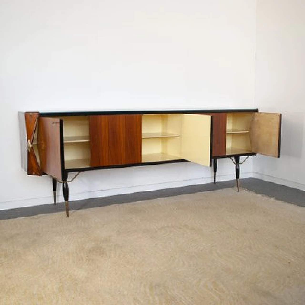 Three-door sideboard in rosewood with central locking, 1950s 20