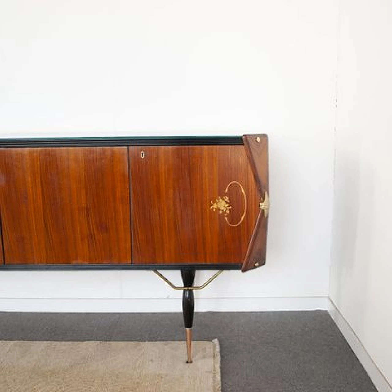 Three-door sideboard in rosewood with central locking, 1950s 22