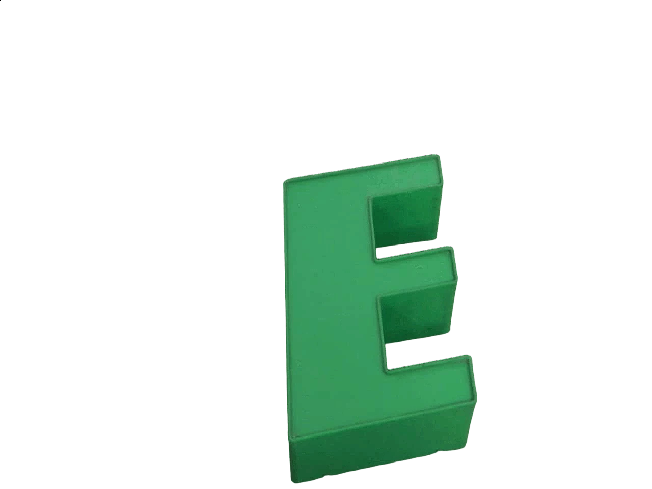 Green plastic letter E, 1980s 7