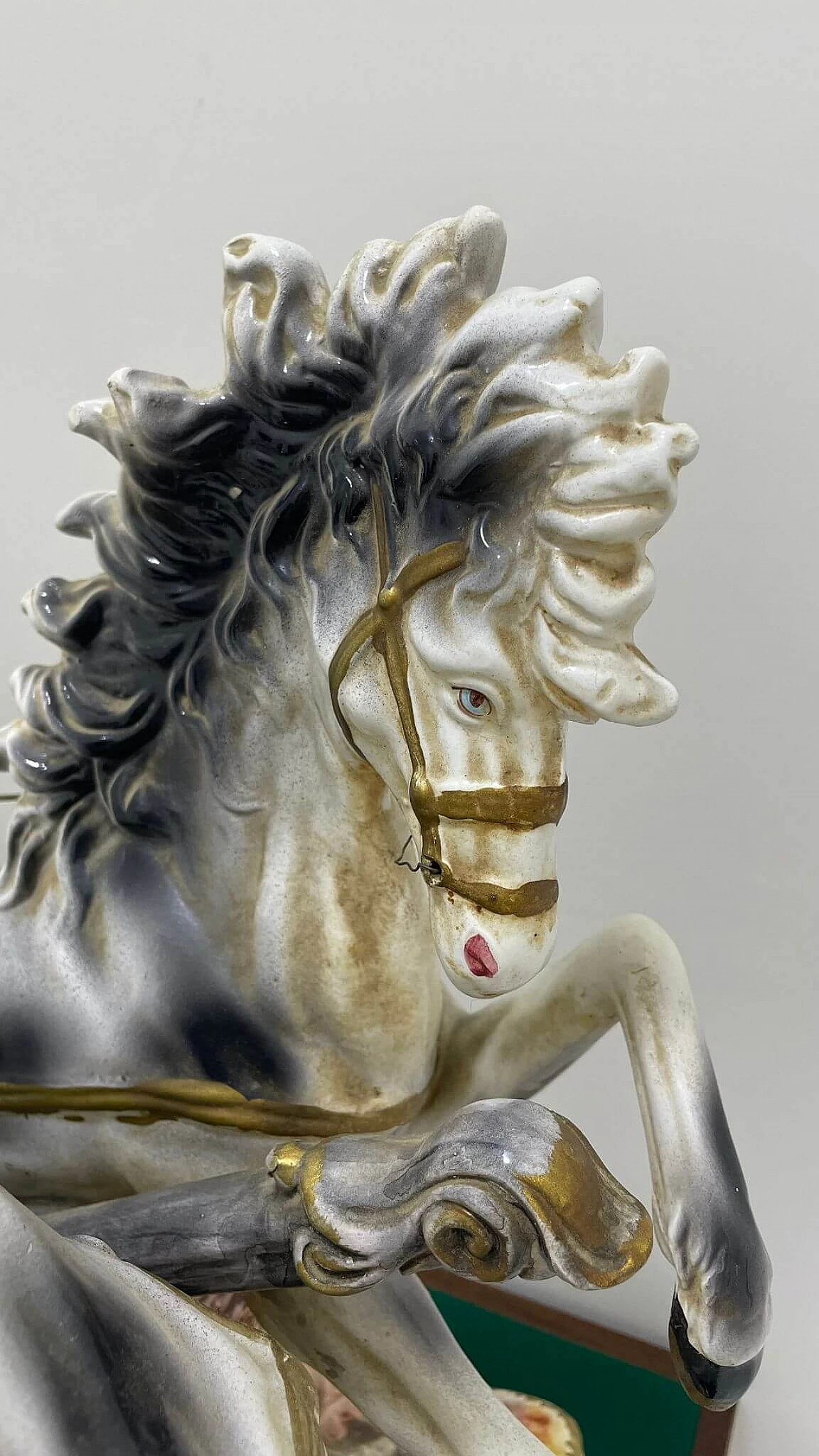 Capodimonte ceramic sculpture of couple in carriage, early 20th century 2