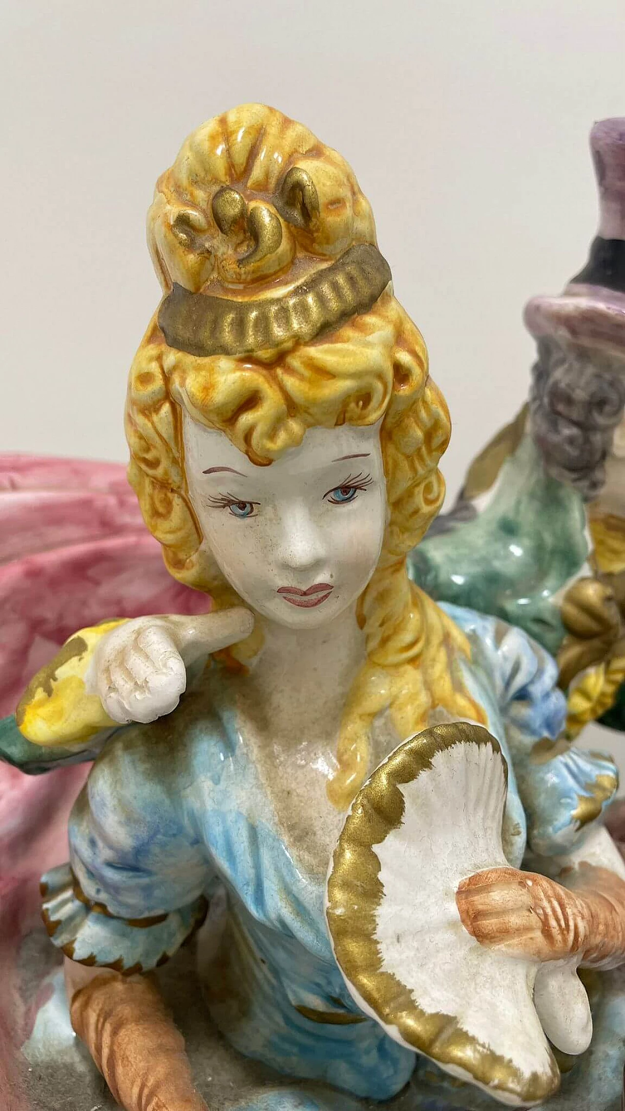 Capodimonte ceramic sculpture of couple in carriage, early 20th century 4