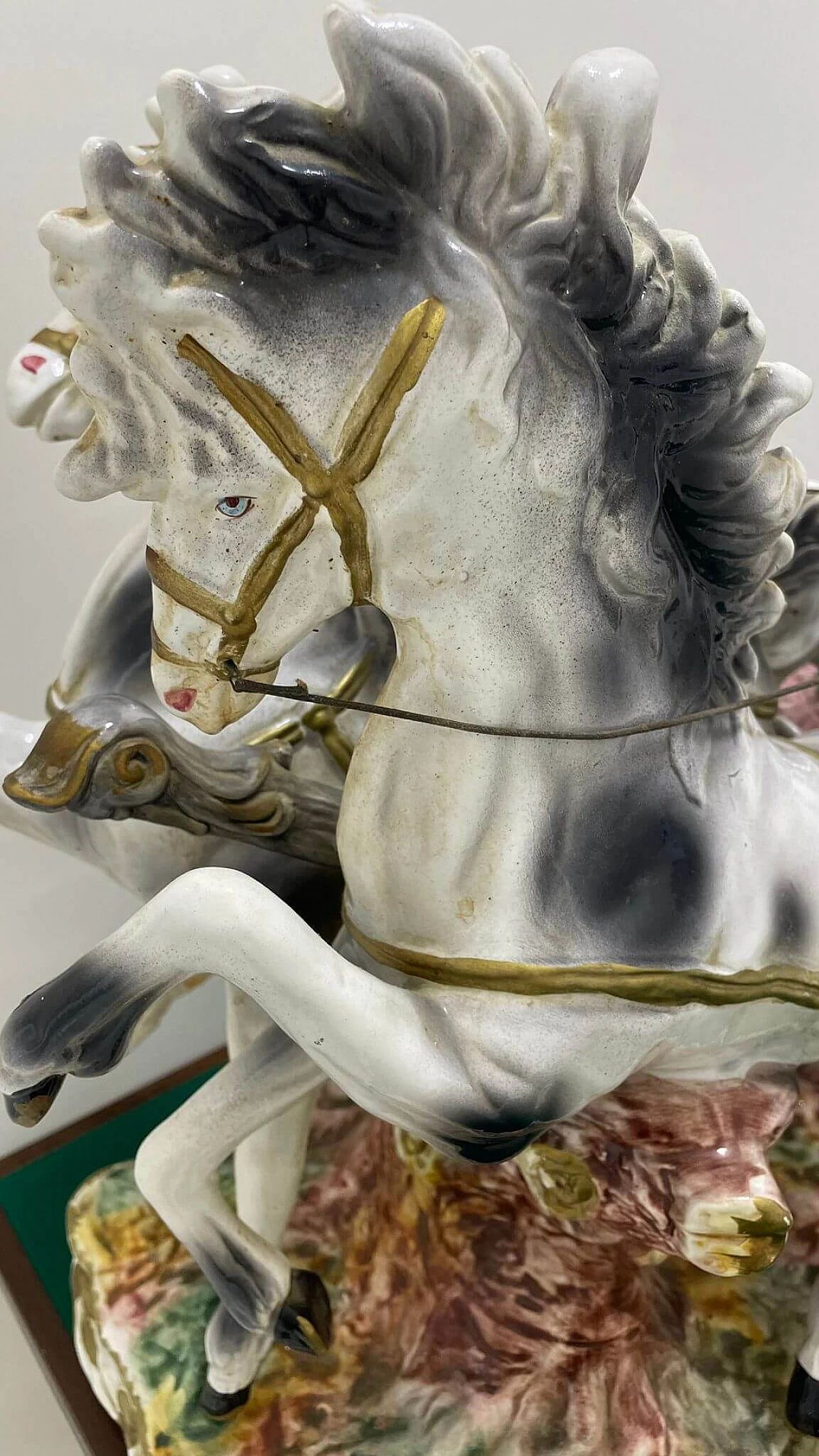 Capodimonte ceramic sculpture of couple in carriage, early 20th century 11