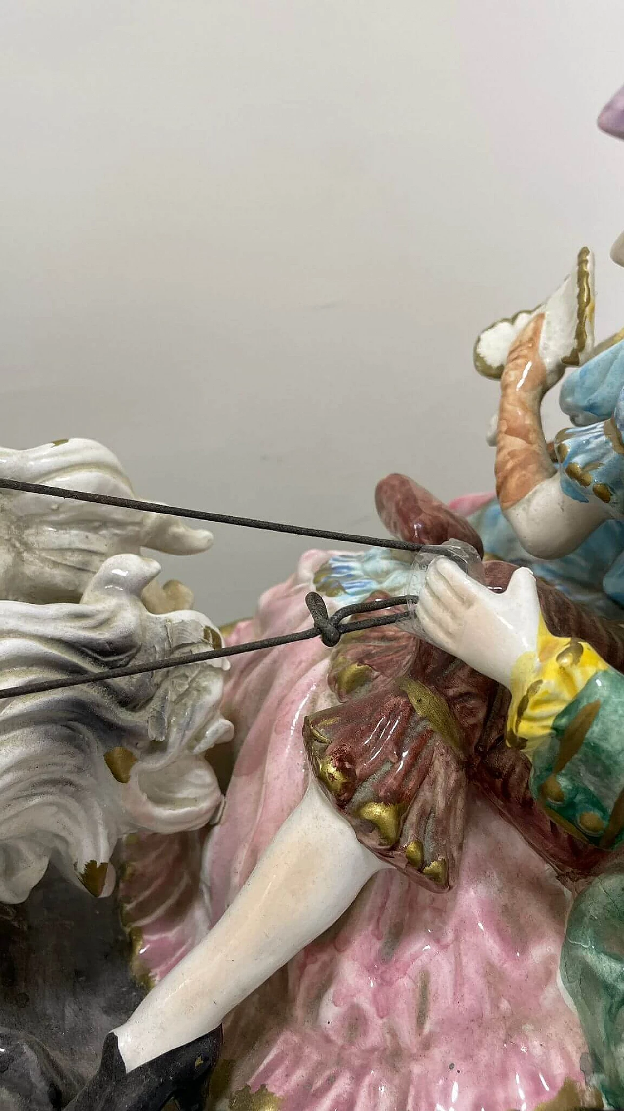 Capodimonte ceramic sculpture of couple in carriage, early 20th century 13