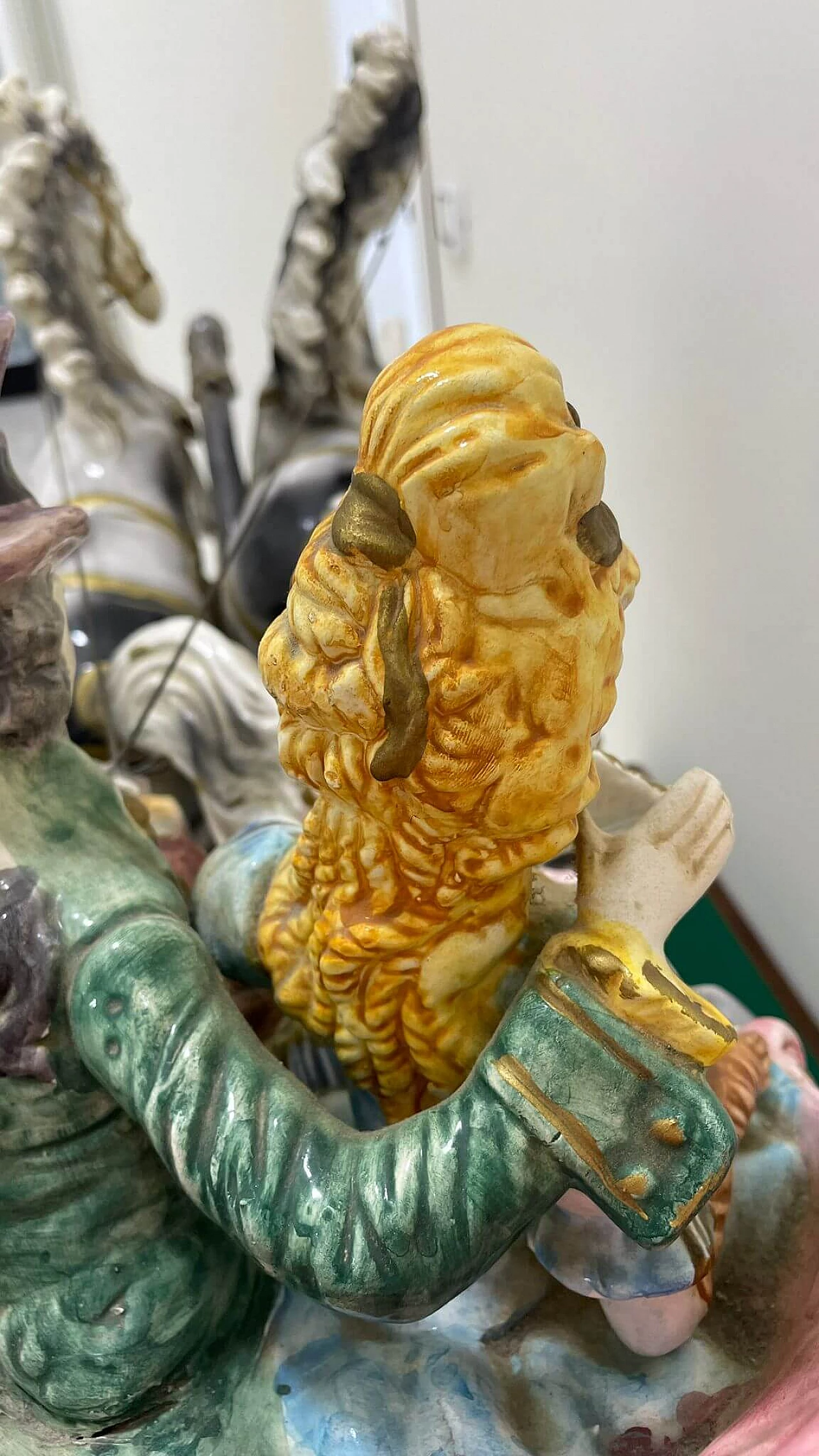 Capodimonte ceramic sculpture of couple in carriage, early 20th century 14