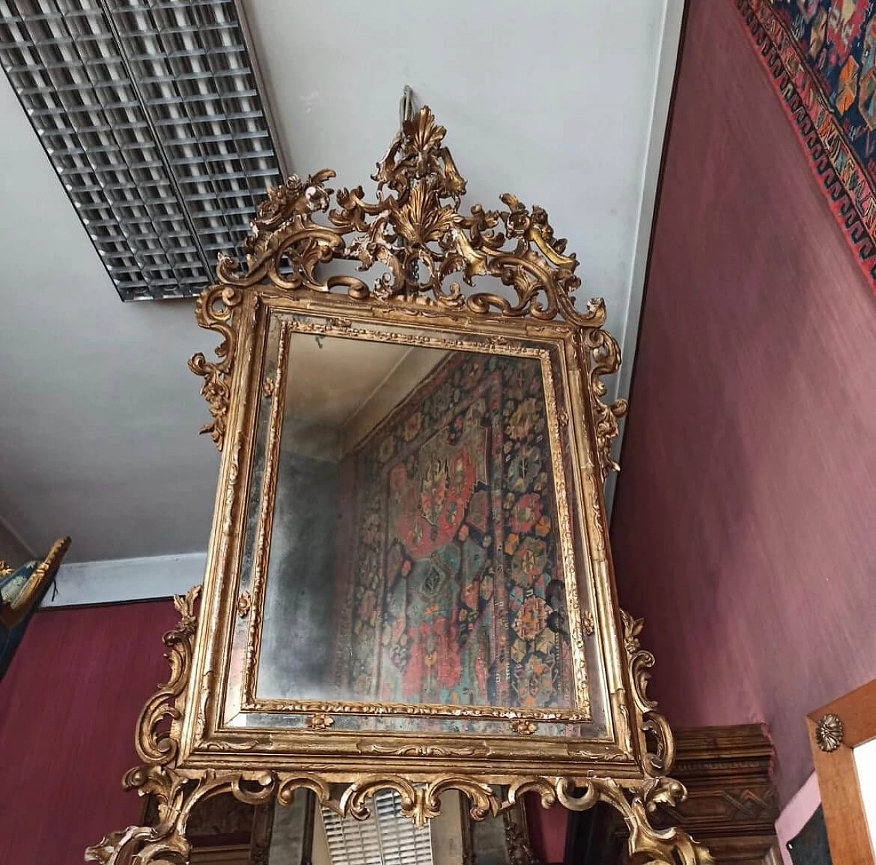 Specchio Luigi XV in legno dorato, '700 3