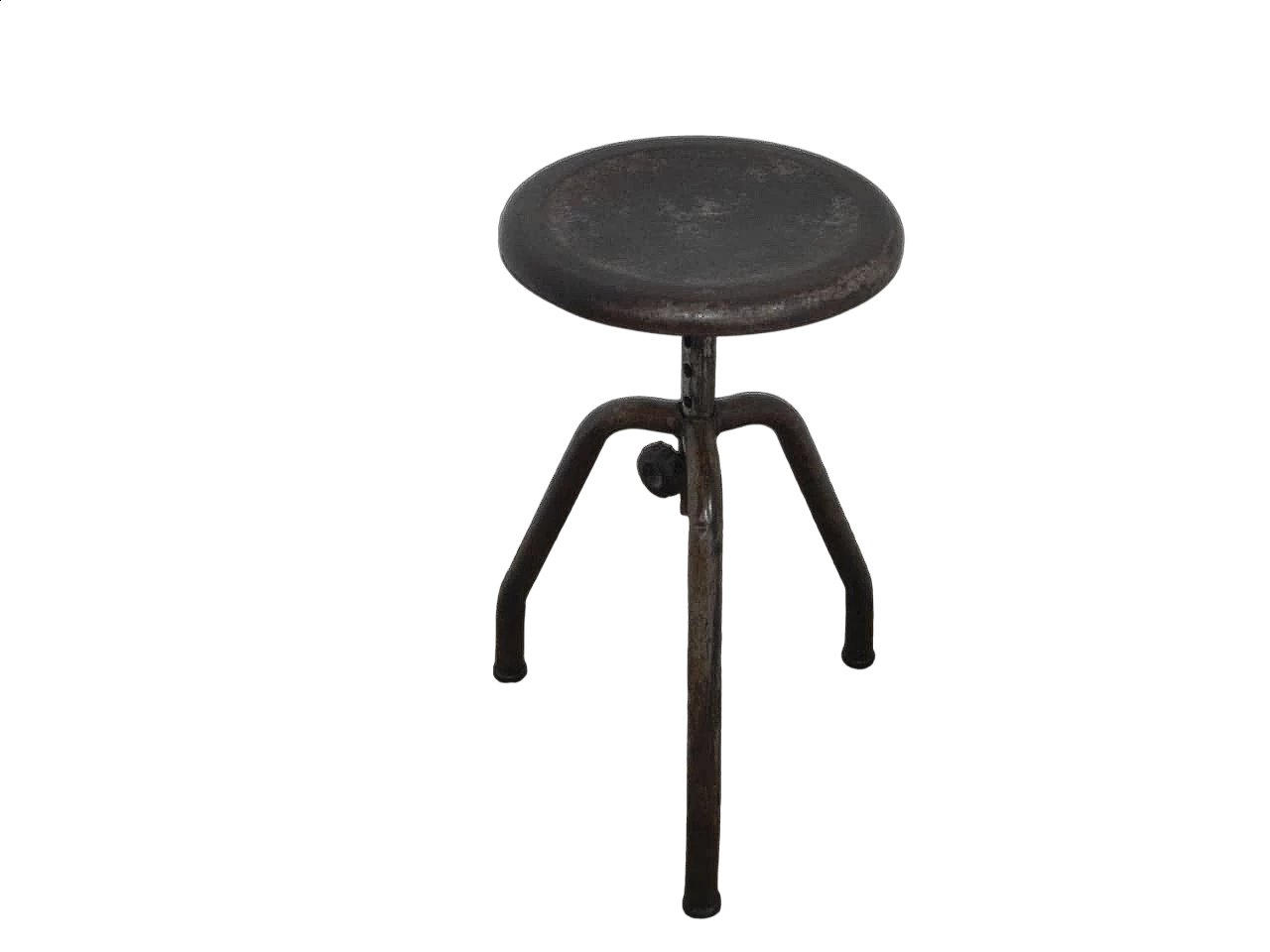 Iron workshop stool with three legs, 1950s 9