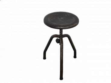 Iron workshop stool with three legs, 1950s