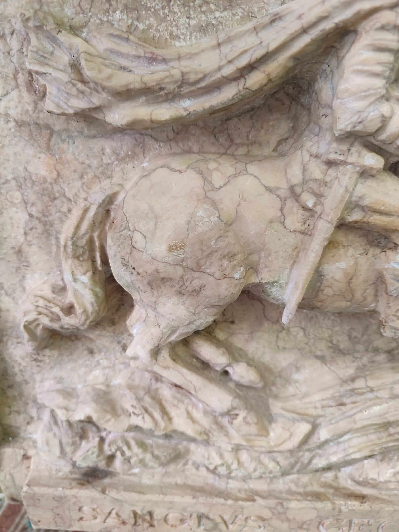 Mattonella con San Giorgio e il drago in marmo Nembro 1