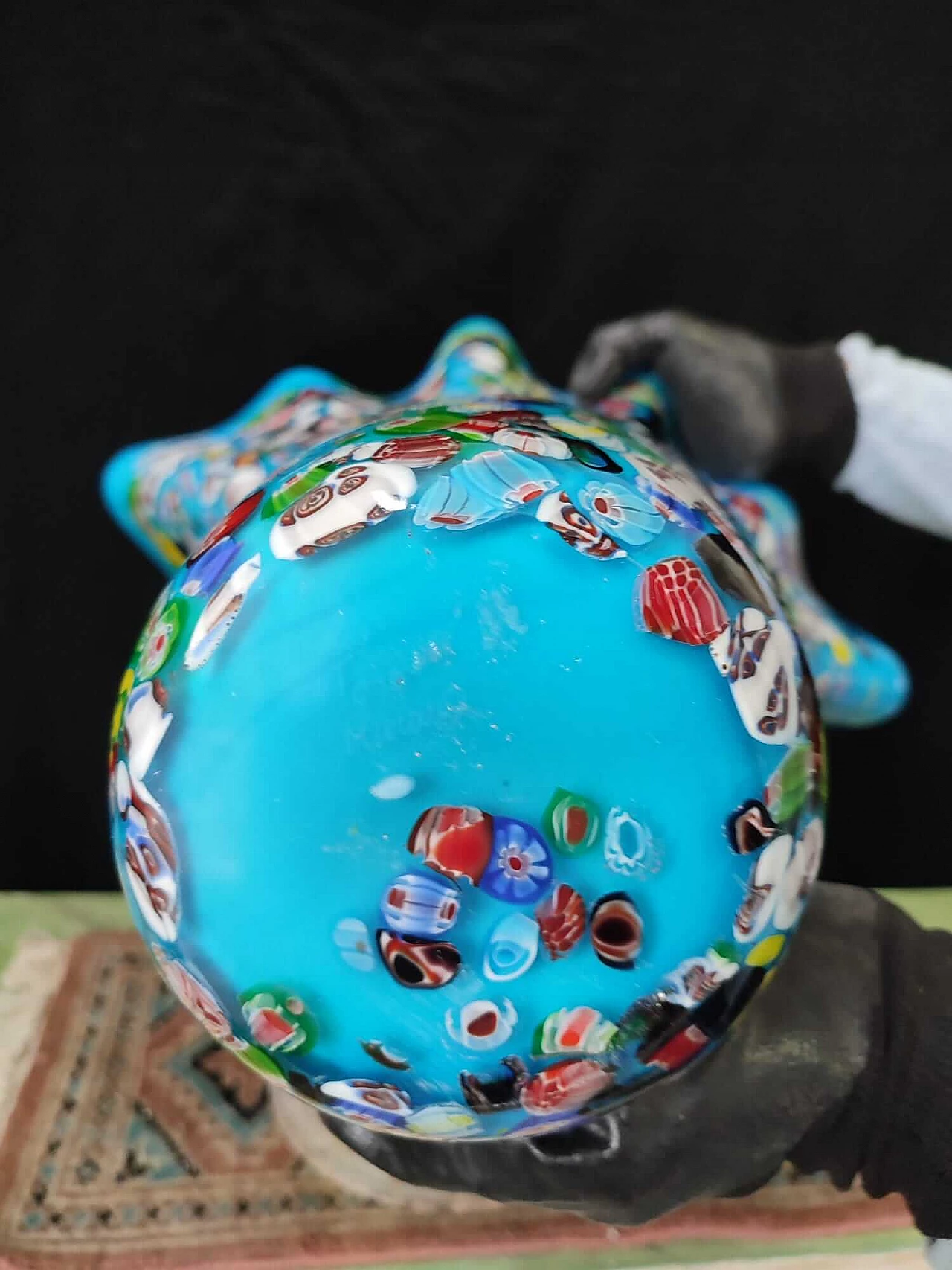 Blue glass vase with murrine, 2000s 3