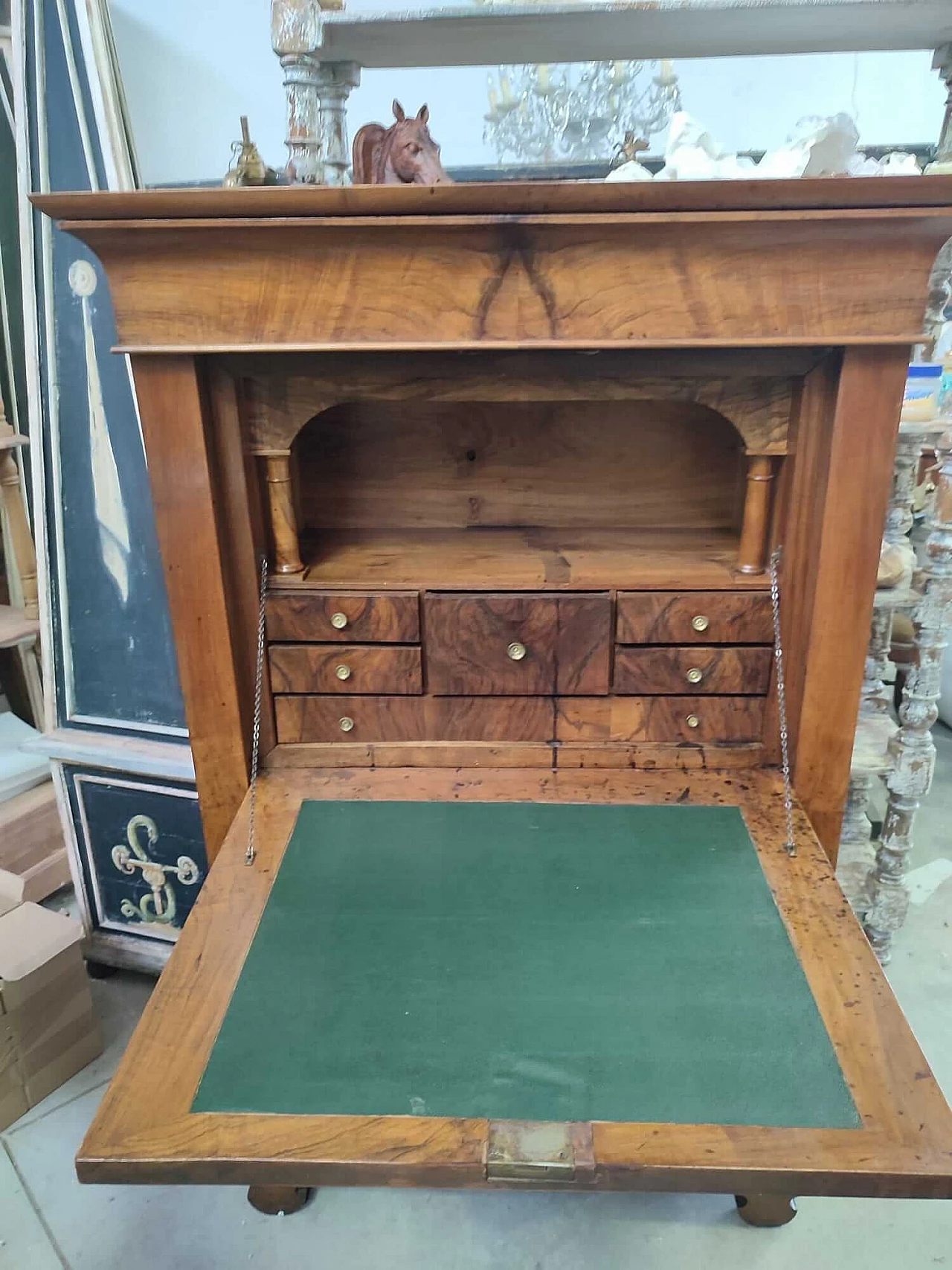 Secretaire Napoleon III in walnut and walnut burl, mid 19th century 3