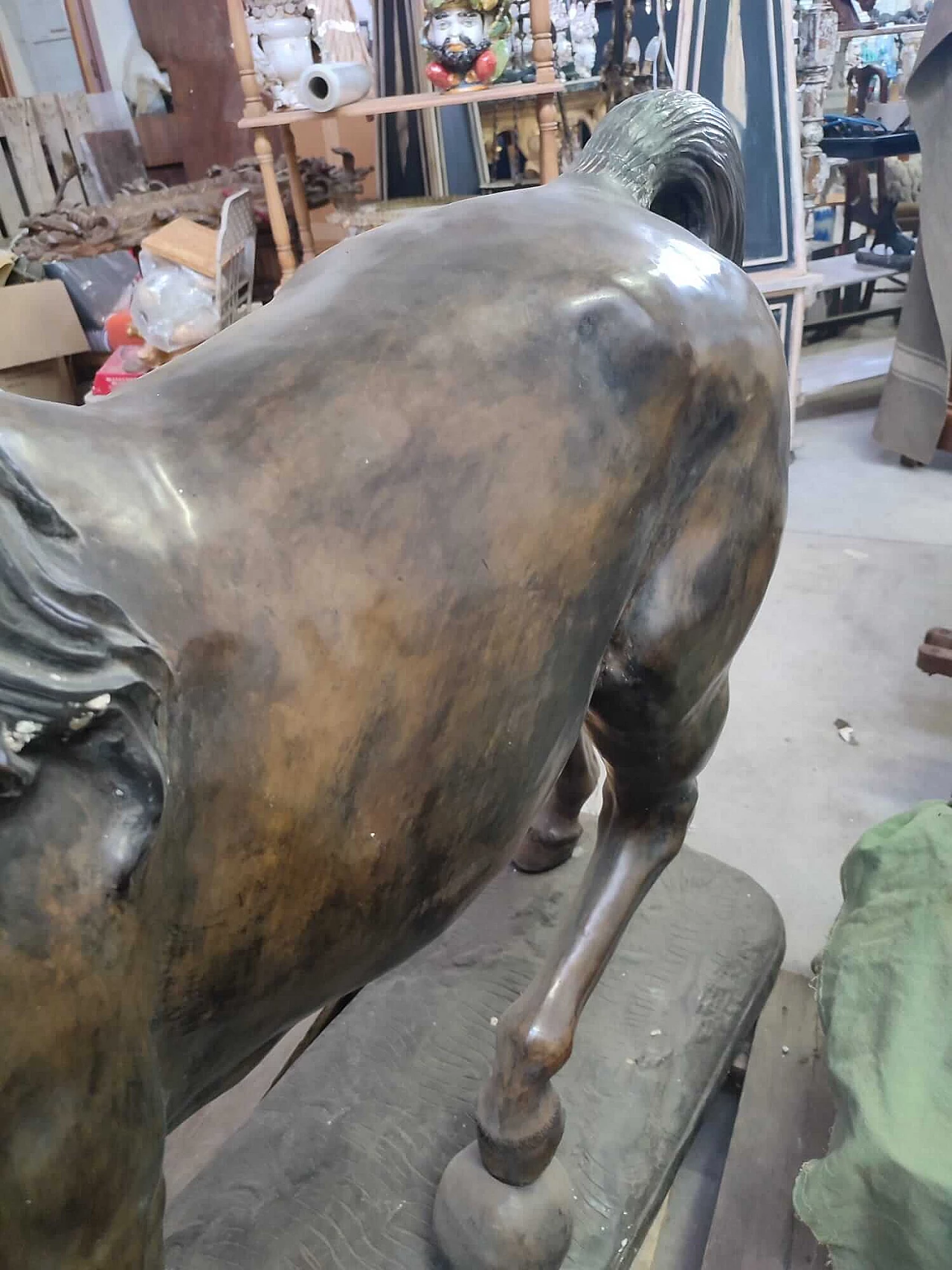 Scultura francese di cavallo in bronzo, inizio '900 1