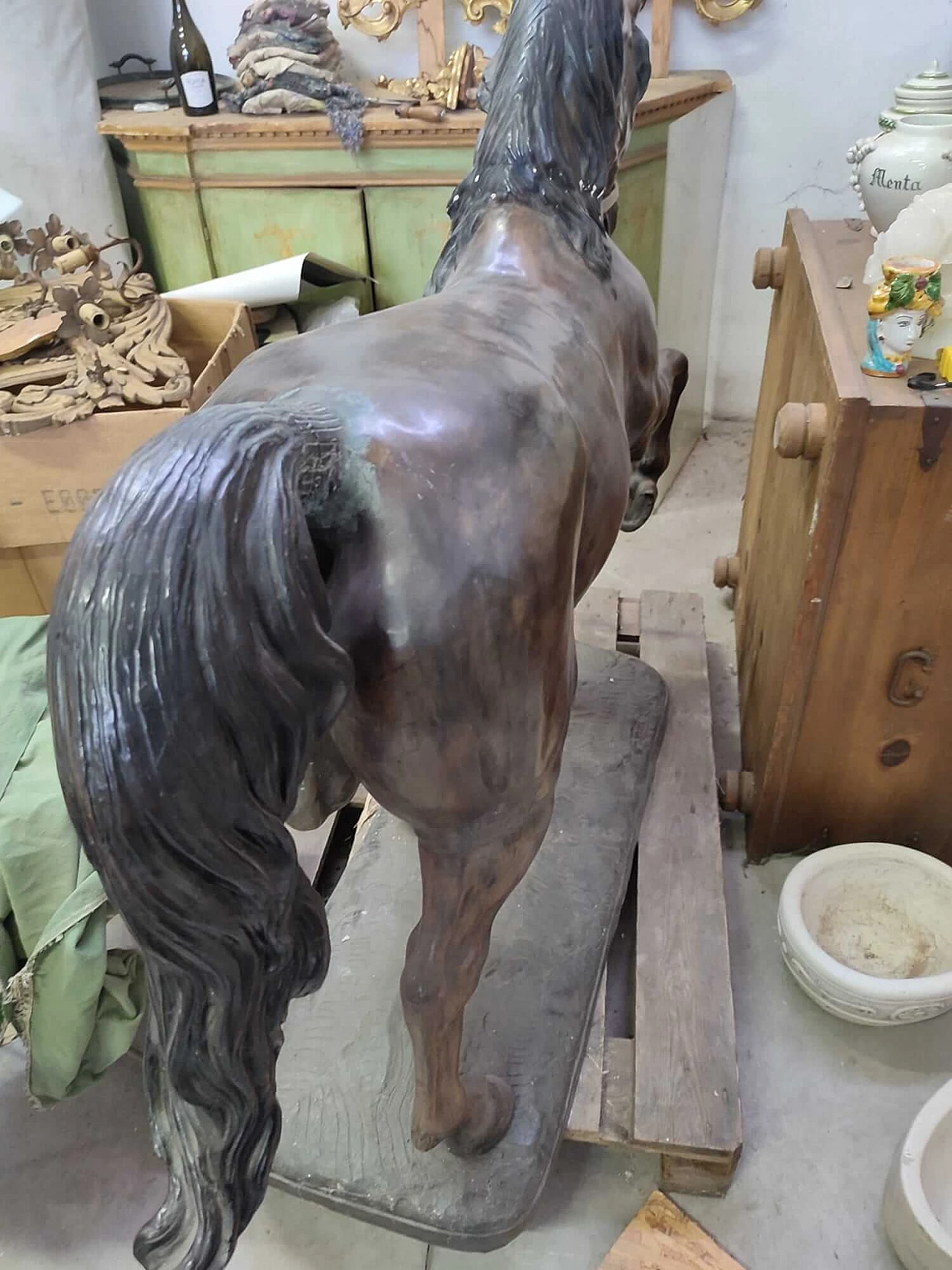 Scultura francese di cavallo in bronzo, inizio '900 2