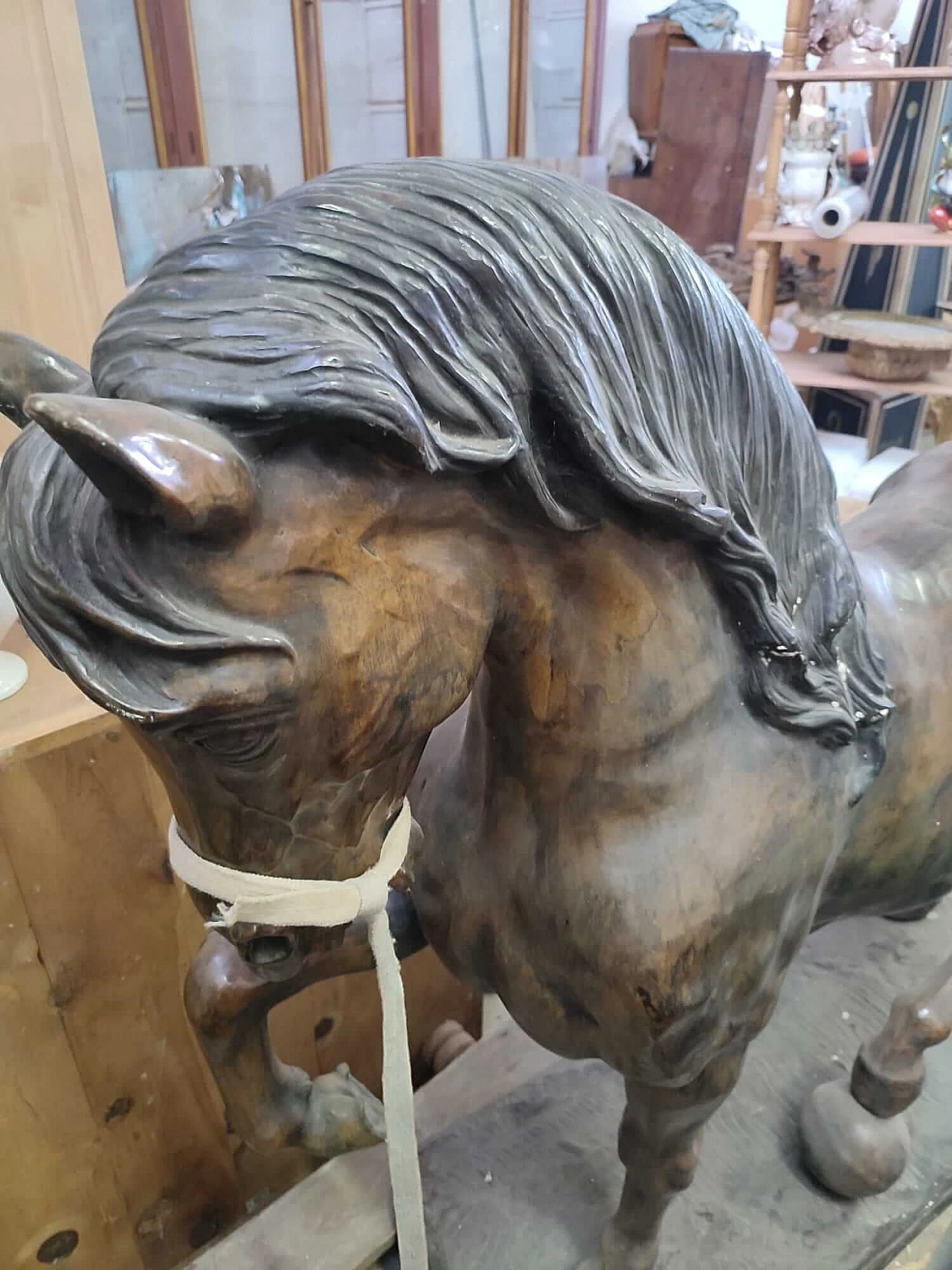 Scultura francese di cavallo in bronzo, inizio '900 3
